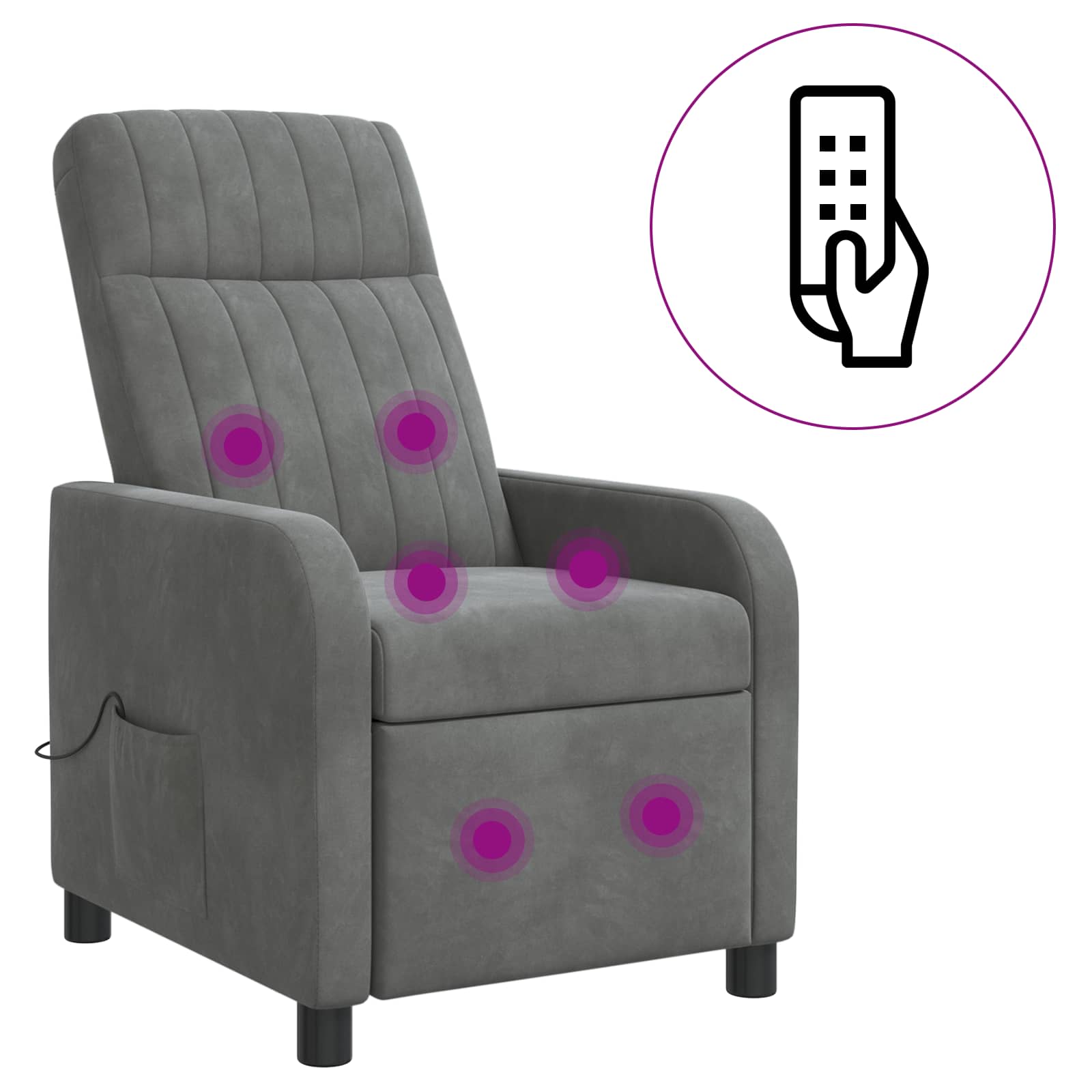 Massage Relaxsessel Dunkelgrau Samt (V)