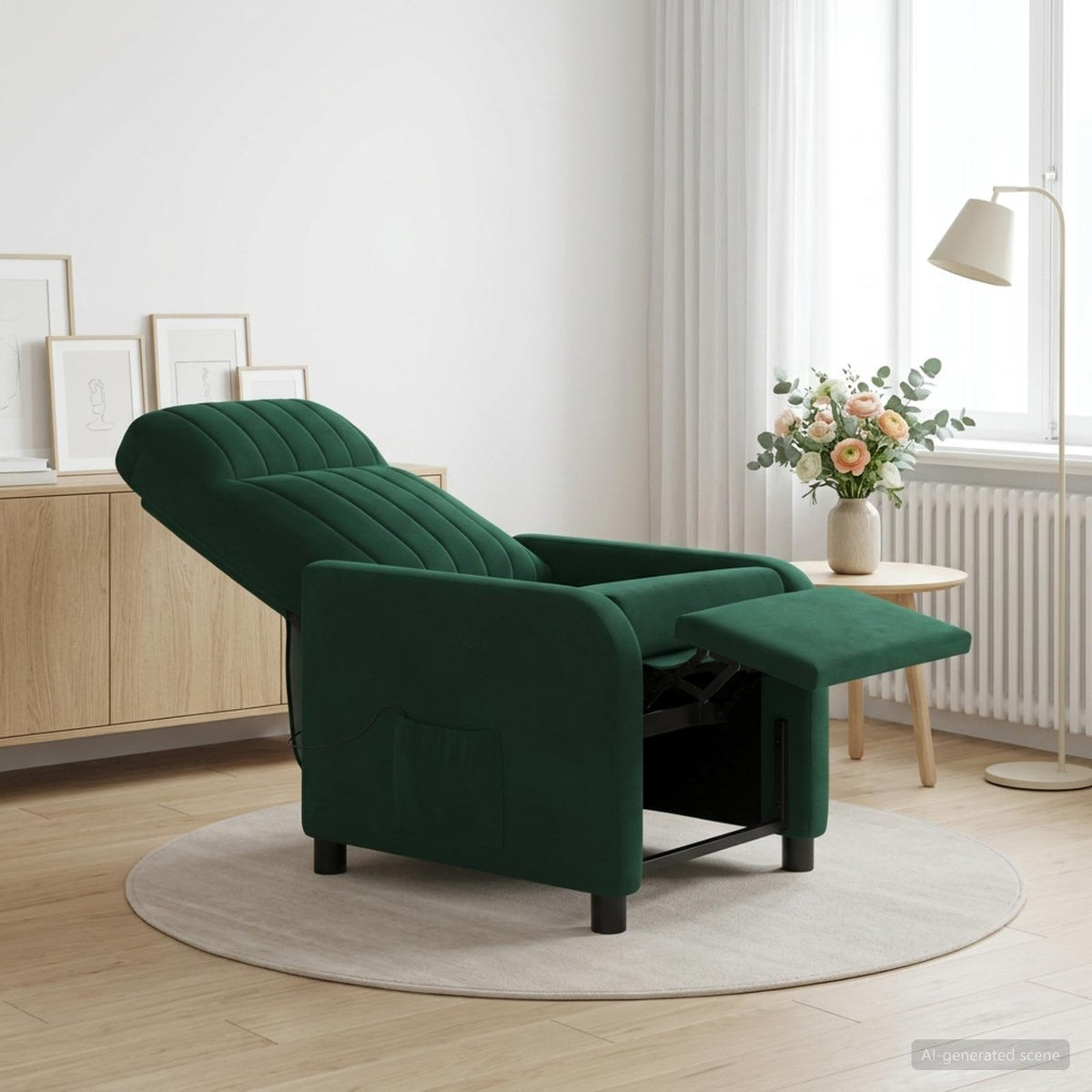 Massage Relaxsessel Dunkelgrün Samt (V)