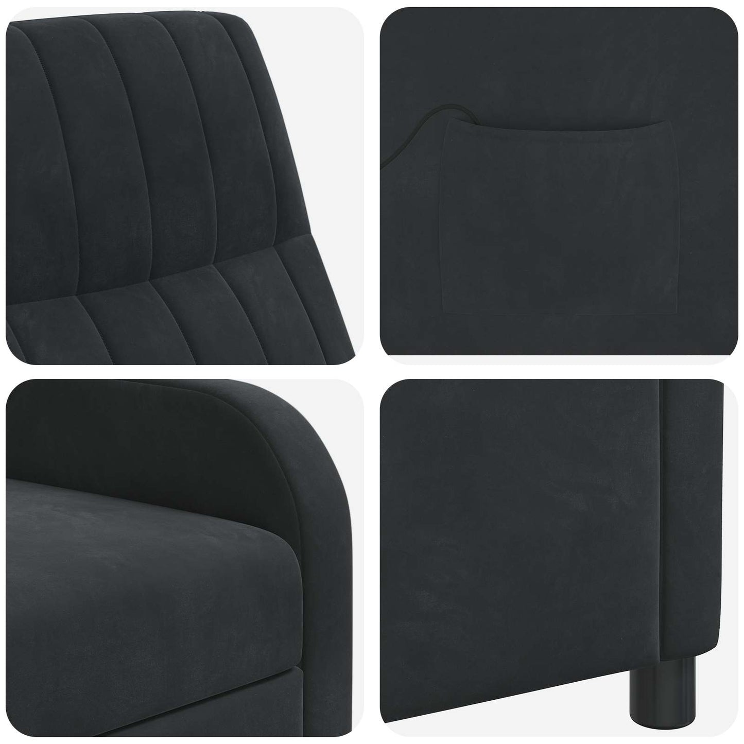 Massage Relaxsessel Schwarz Samt (V)