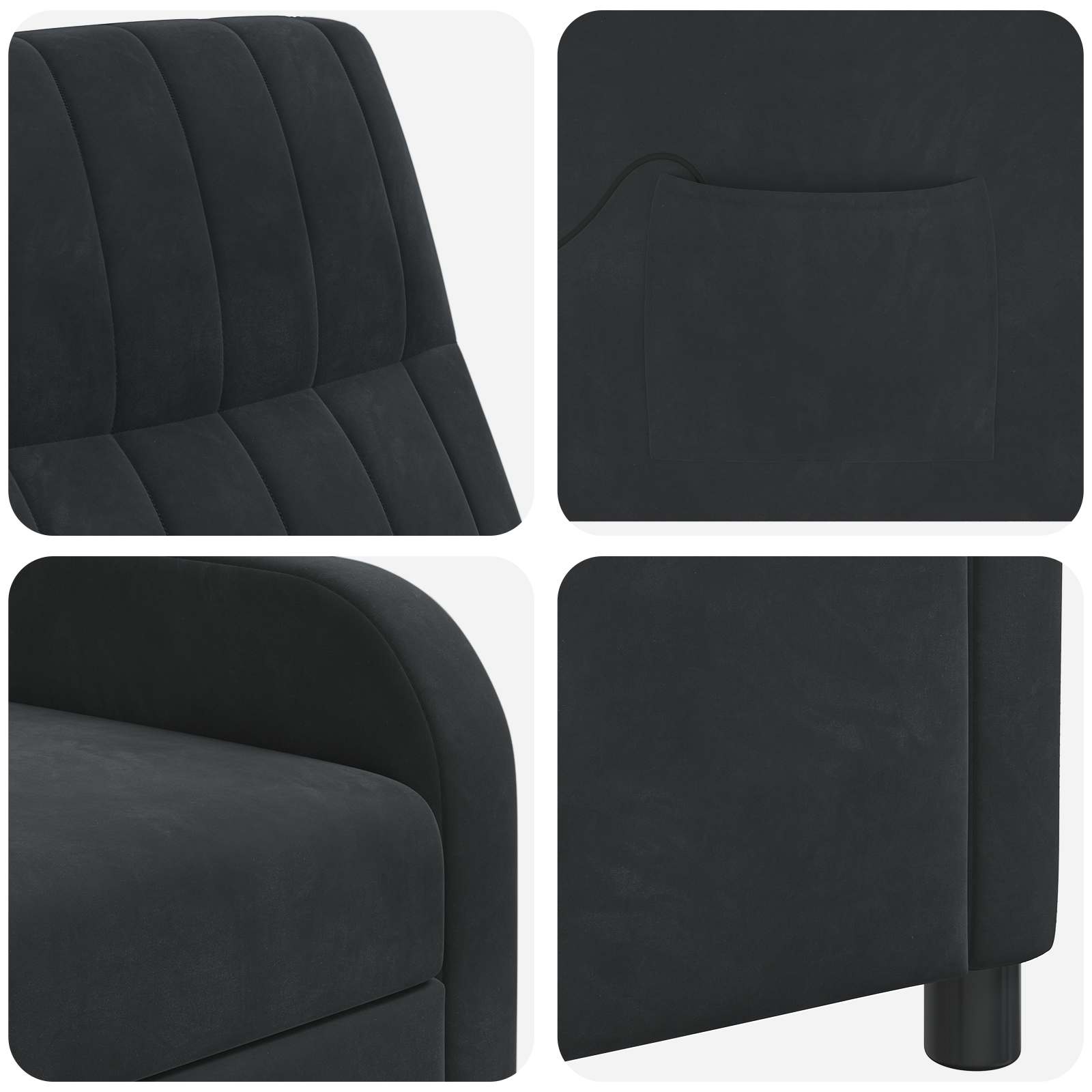 Massage Relaxsessel Schwarz Samt (V)