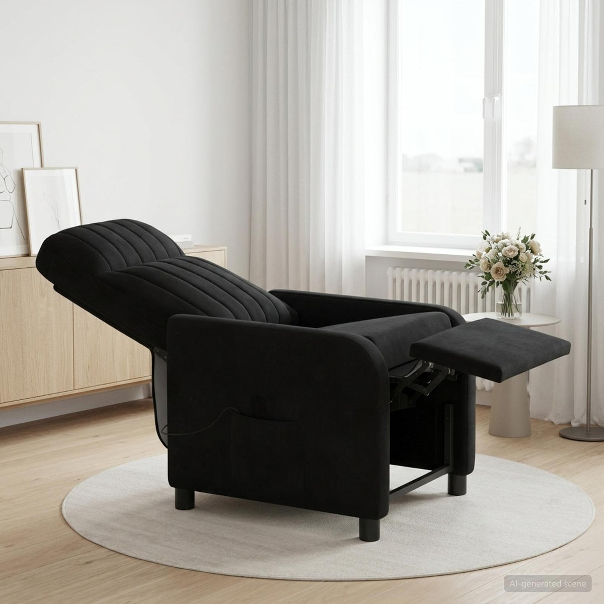 Massage Relaxsessel Schwarz Samt (V)