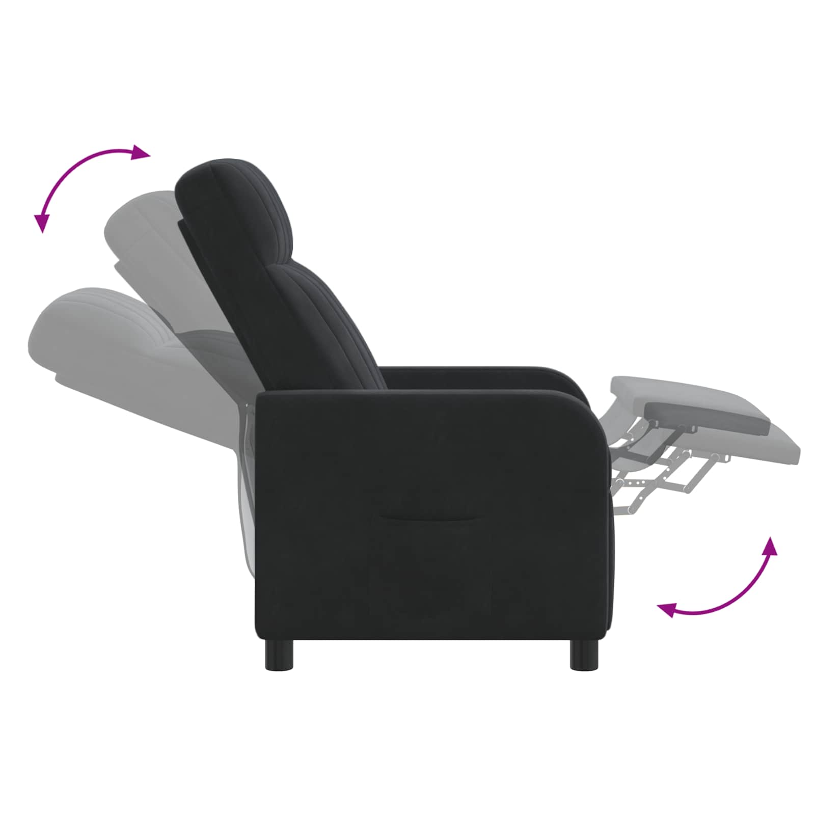 Massage Relaxsessel Schwarz Samt (V)