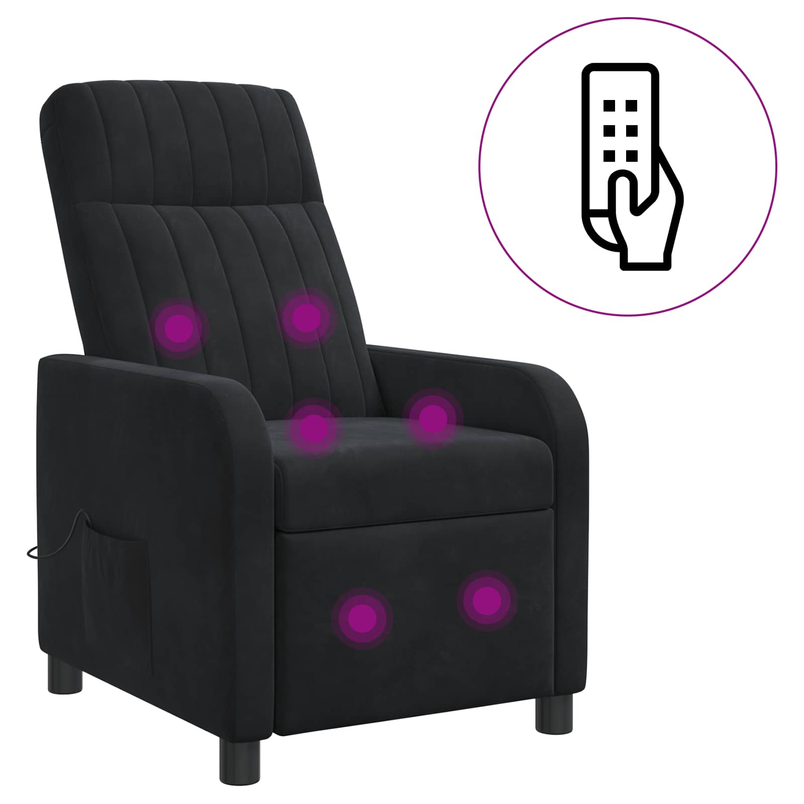Massage Relaxsessel Schwarz Samt (V)
