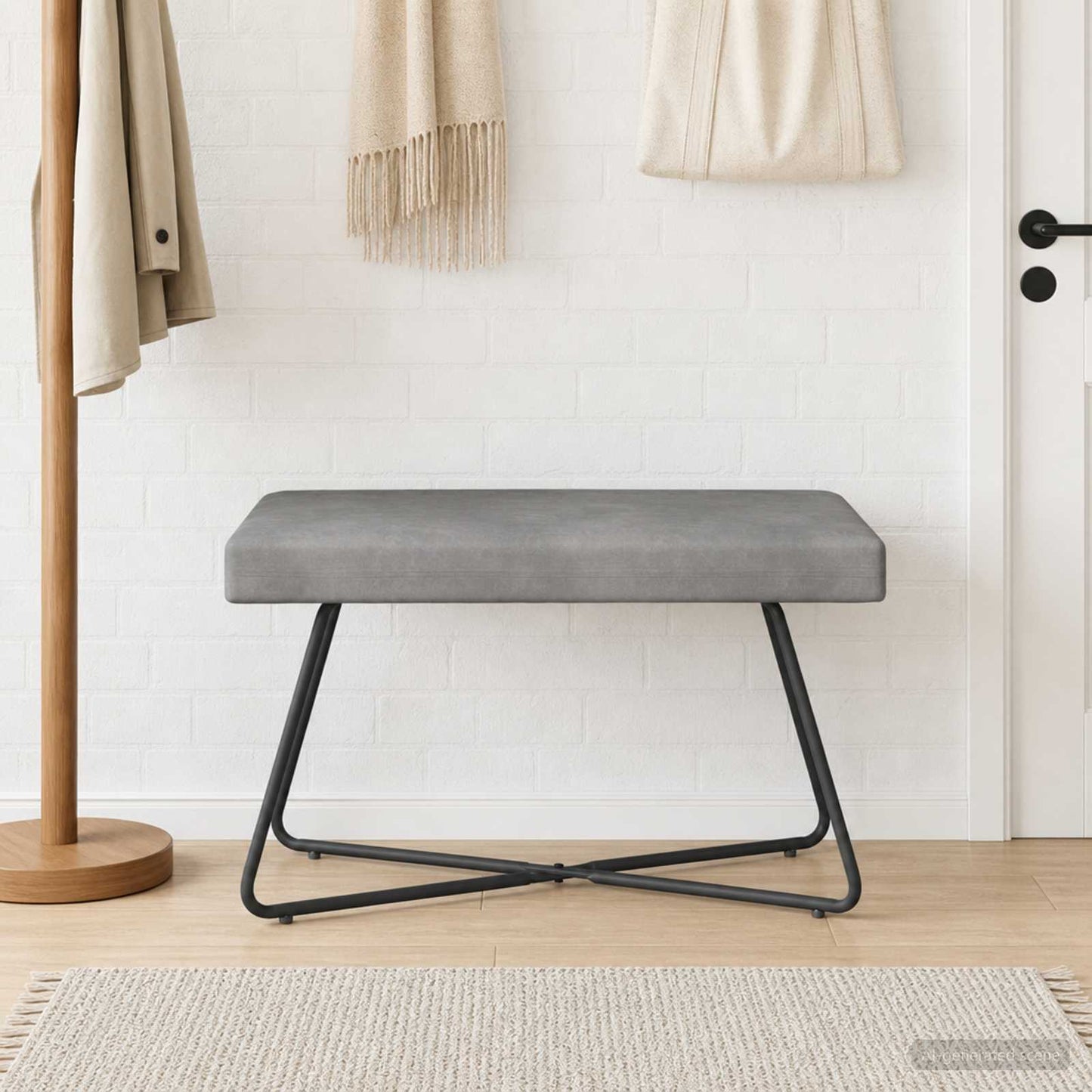 Bank Hellgrau 80 x 40 x 45 cm Samt