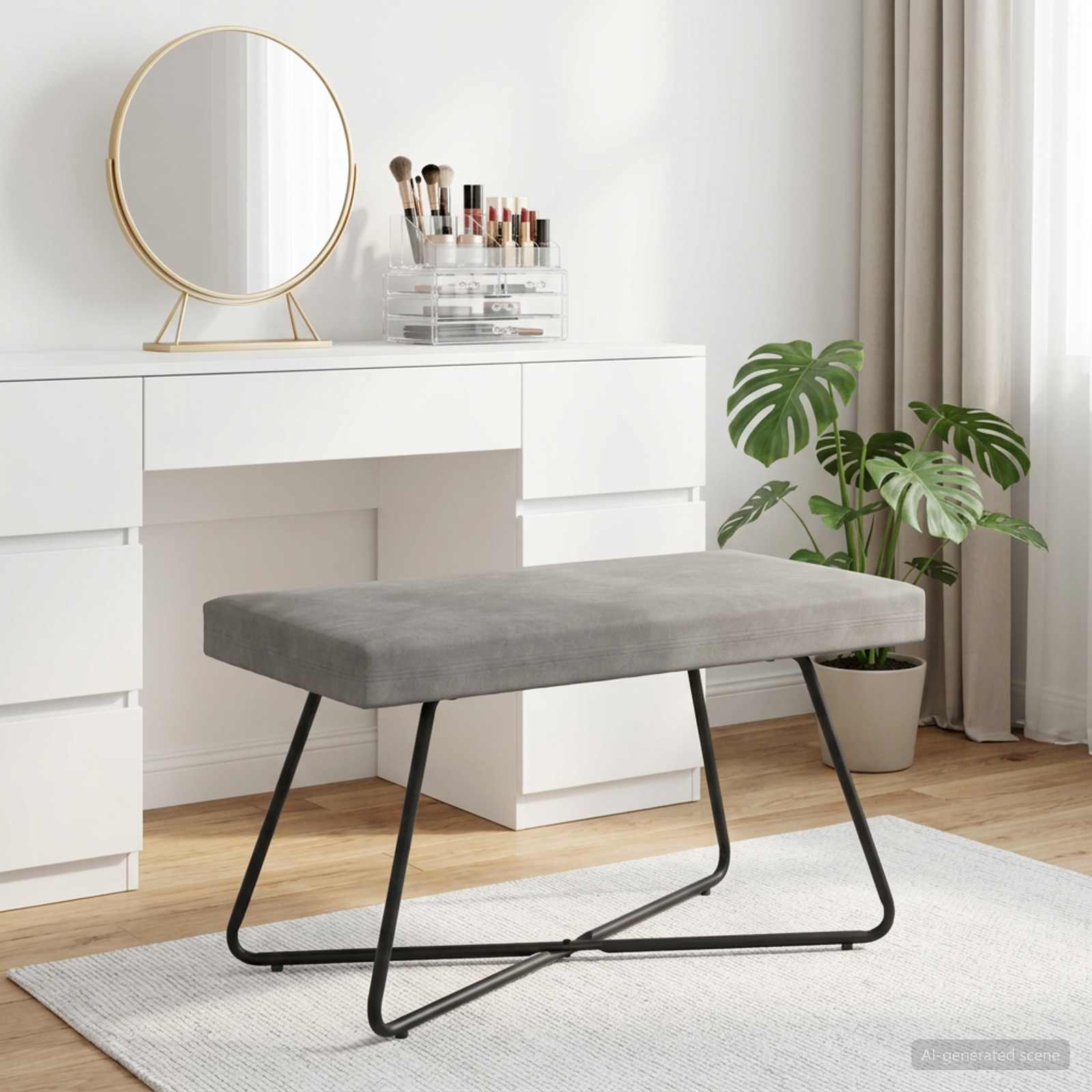 Bank Hellgrau 80 x 40 x 45 cm Samt