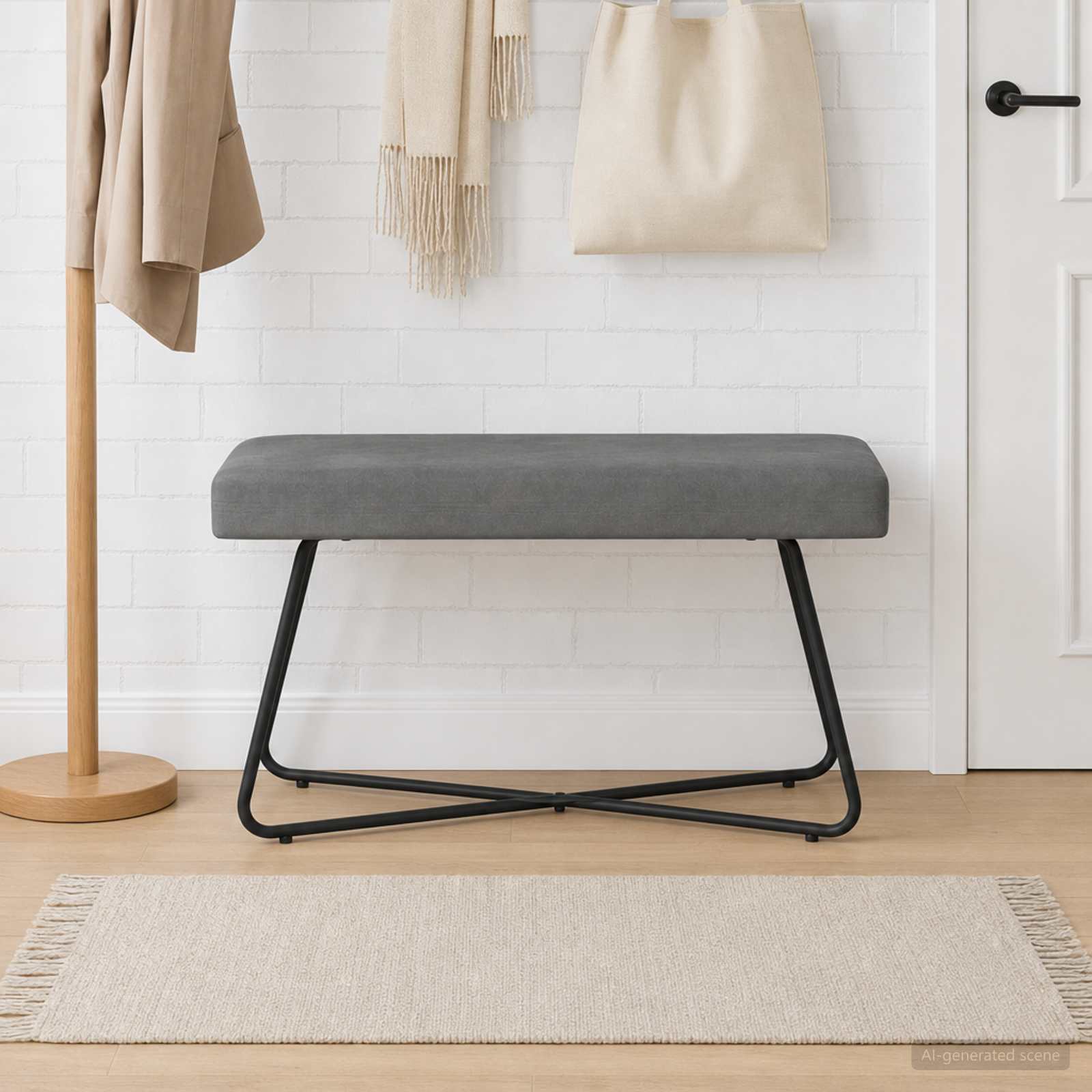 Bank Dunkelgrau 80 x 40 x 45 cm Samt