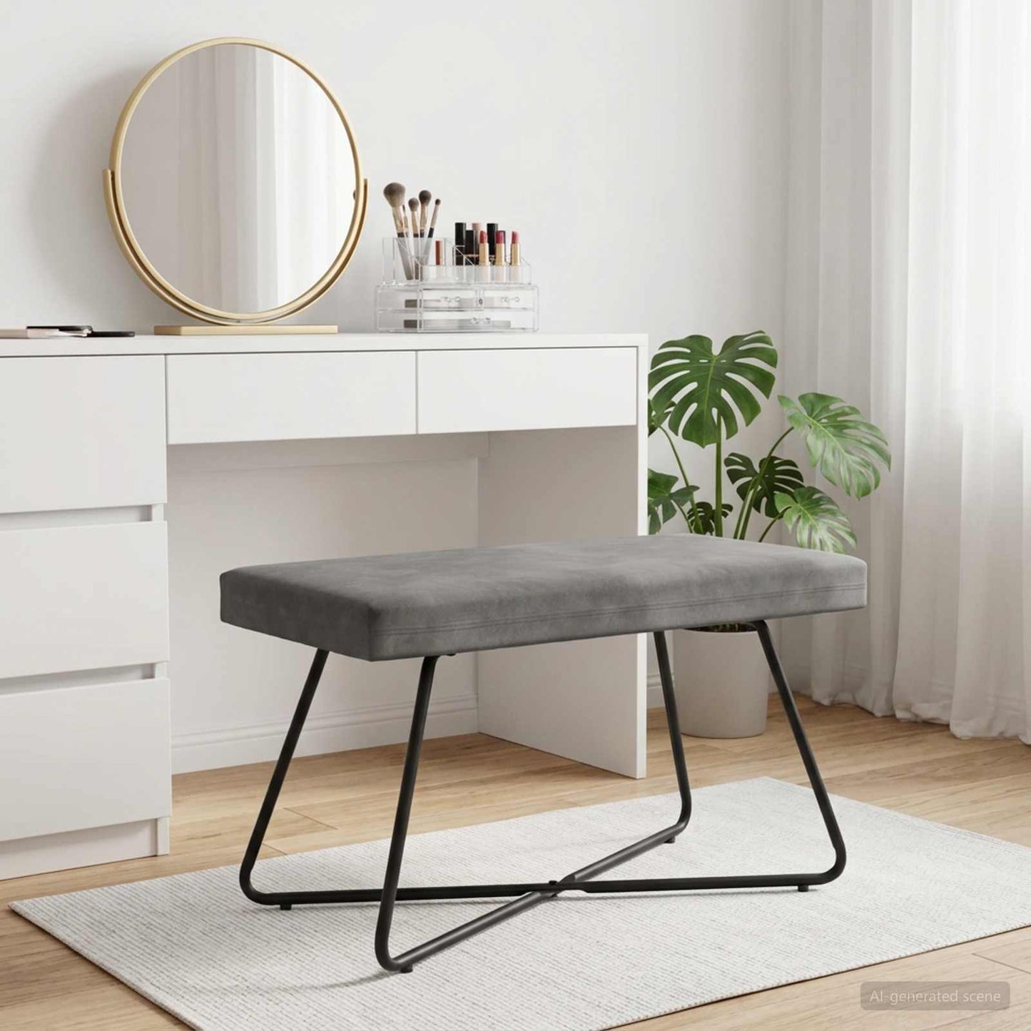 Bank Dunkelgrau 80 x 40 x 45 cm Samt