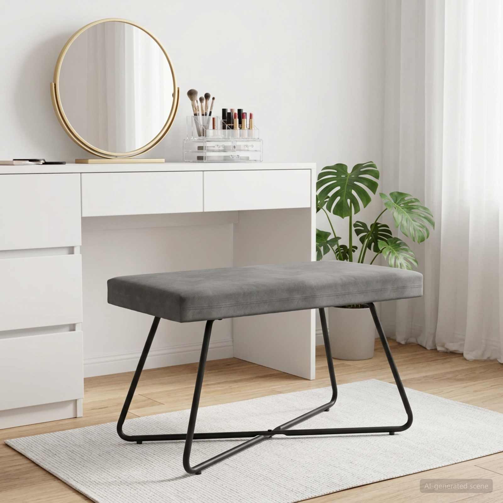 Bank Dunkelgrau 80 x 40 x 45 cm Samt