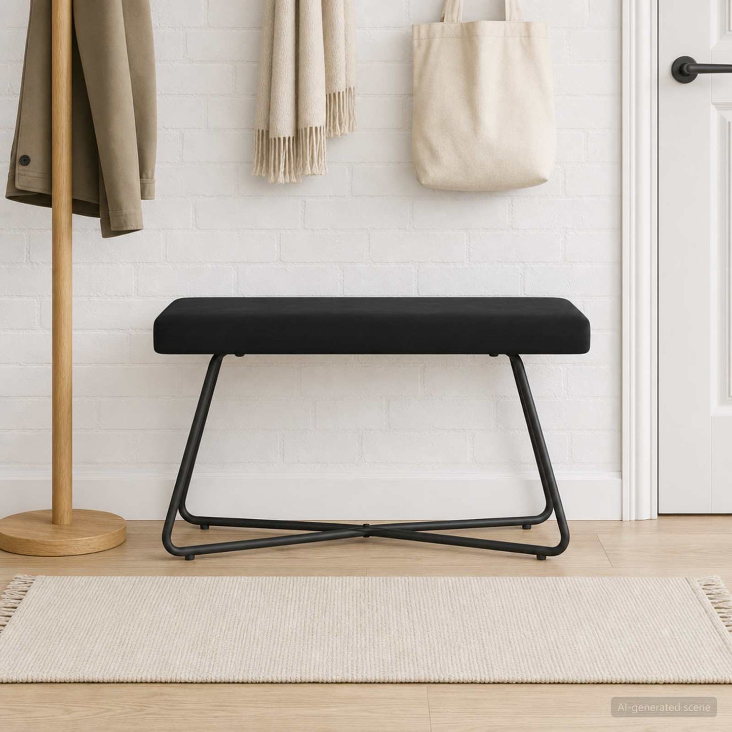 Bank Schwarz 80 x 40 x 45 cm Samt