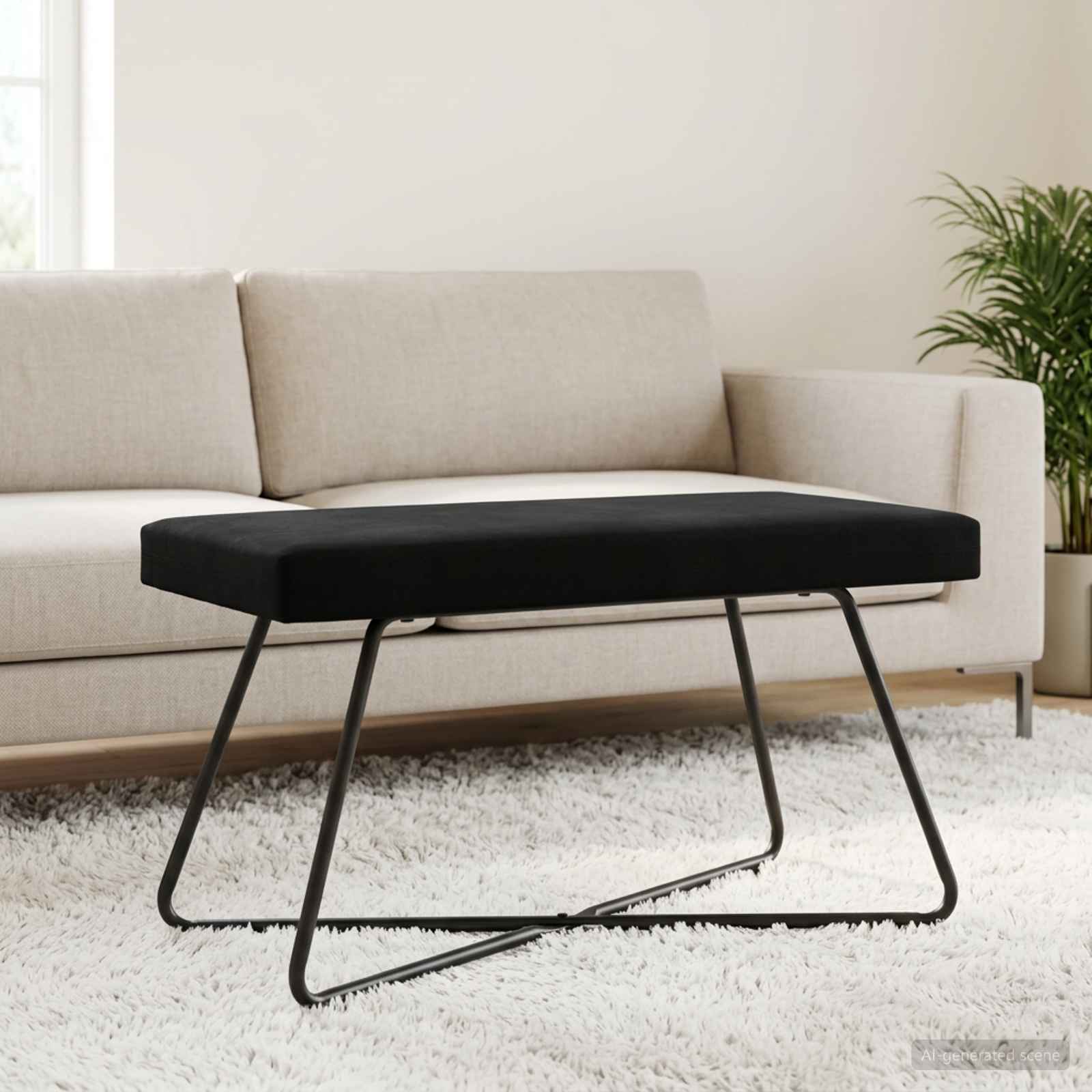 Bank Schwarz 80 x 40 x 45 cm Samt
