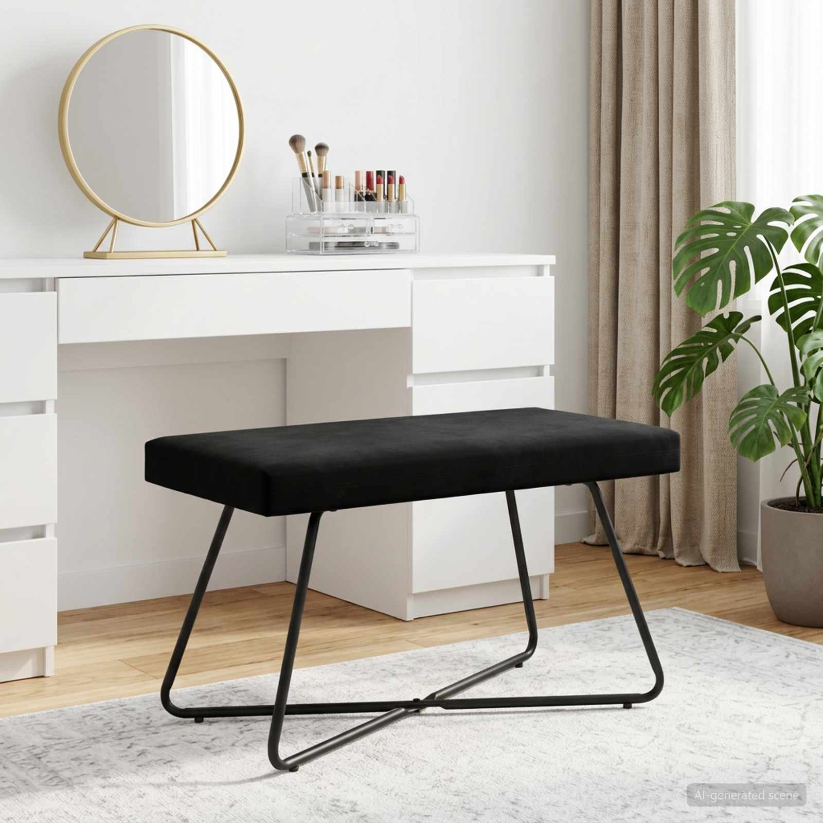Bank Schwarz 80 x 40 x 45 cm Samt