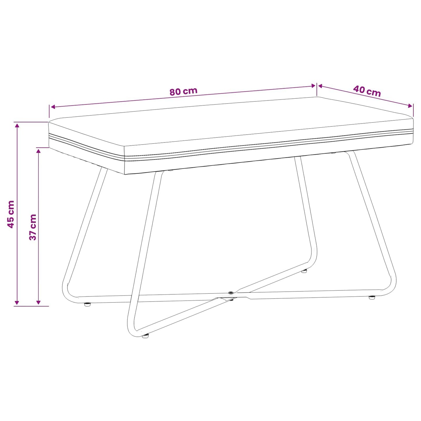 Bank Schwarz 80 x 40 x 45 cm Samt