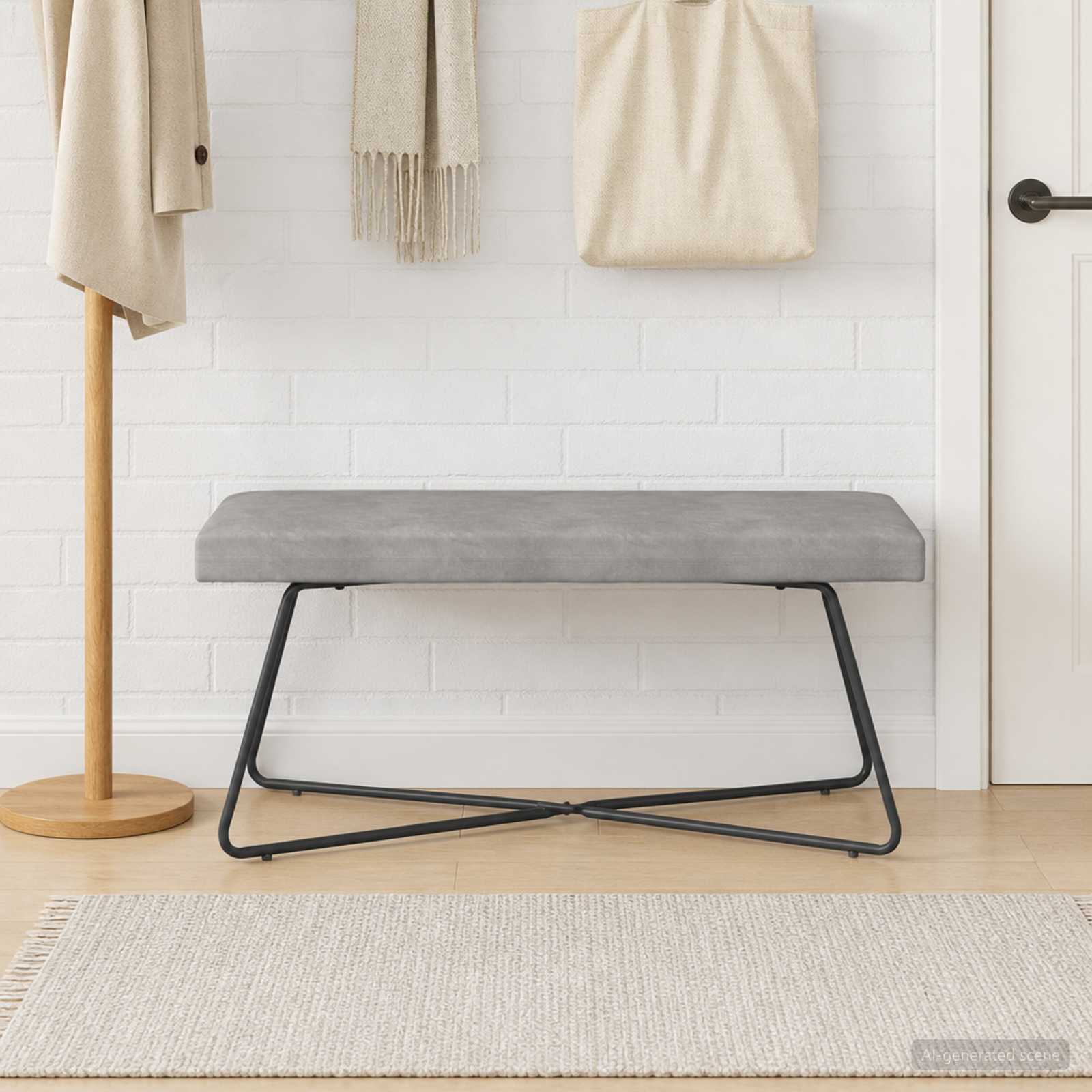 Bank Hellgrau 110 x 40 x 45 cm Samt