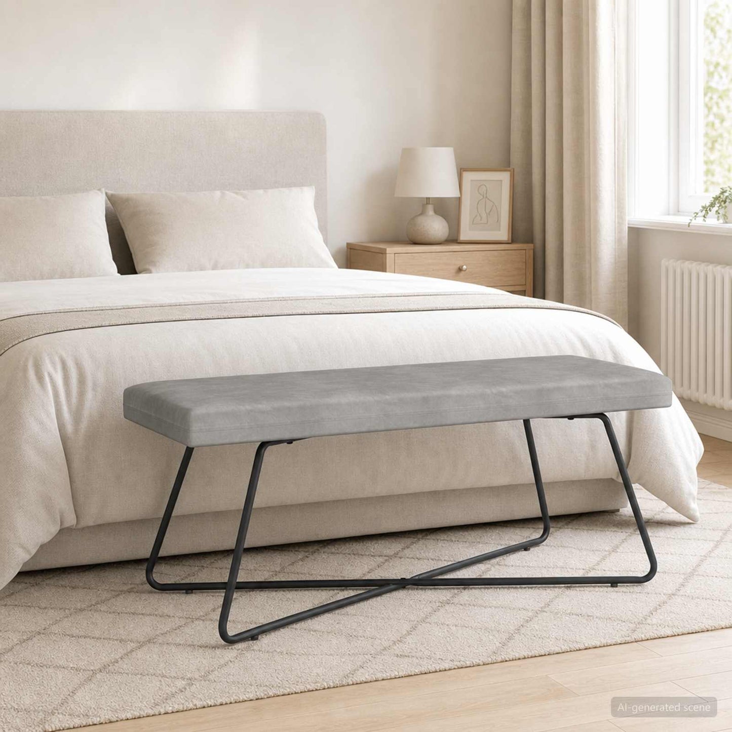 Bank Hellgrau 110 x 40 x 45 cm Samt