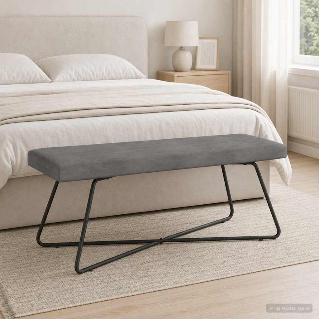 Bank Dunkelgrau 110 x 40 x 45 cm Samt