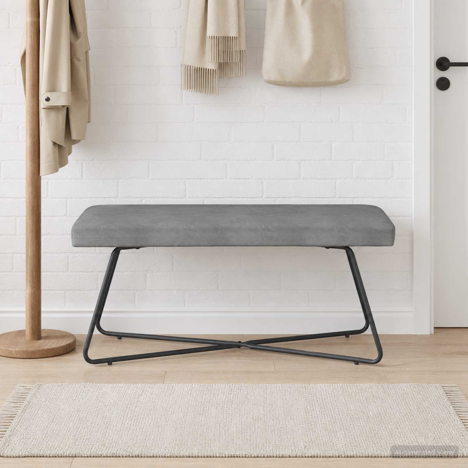 Bank Dunkelgrau 110 x 40 x 45 cm Samt