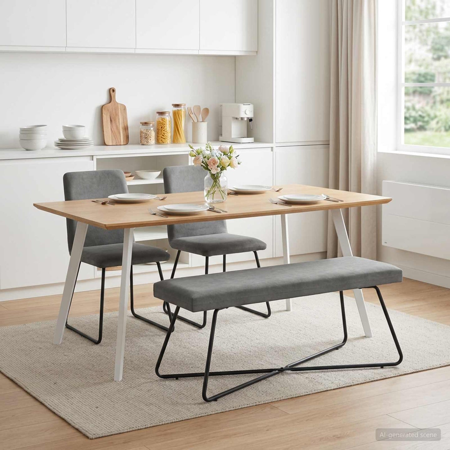 Bank Dunkelgrau 110 x 40 x 45 cm Samt