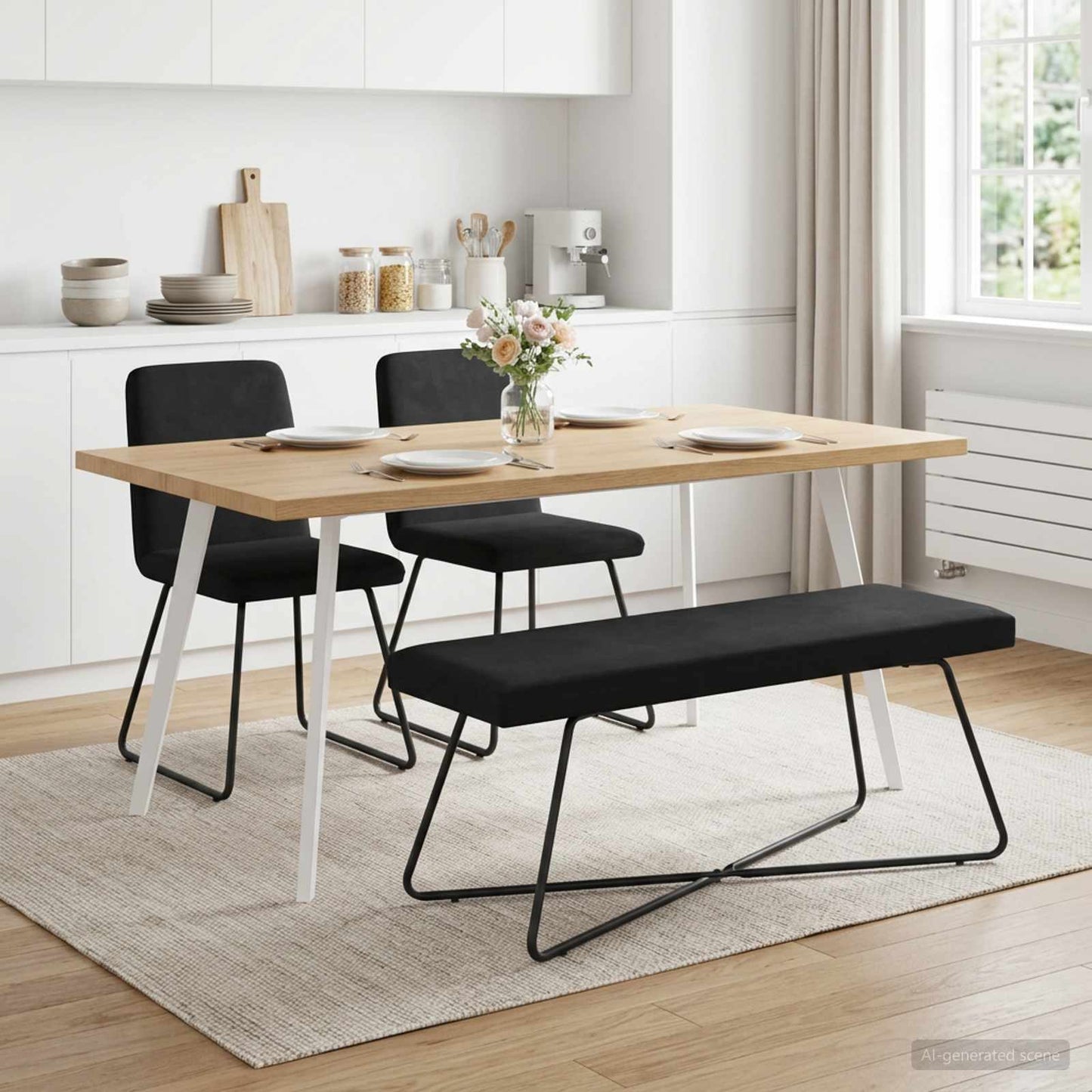 Bank Schwarz 110 x 40 x 45 cm Samt