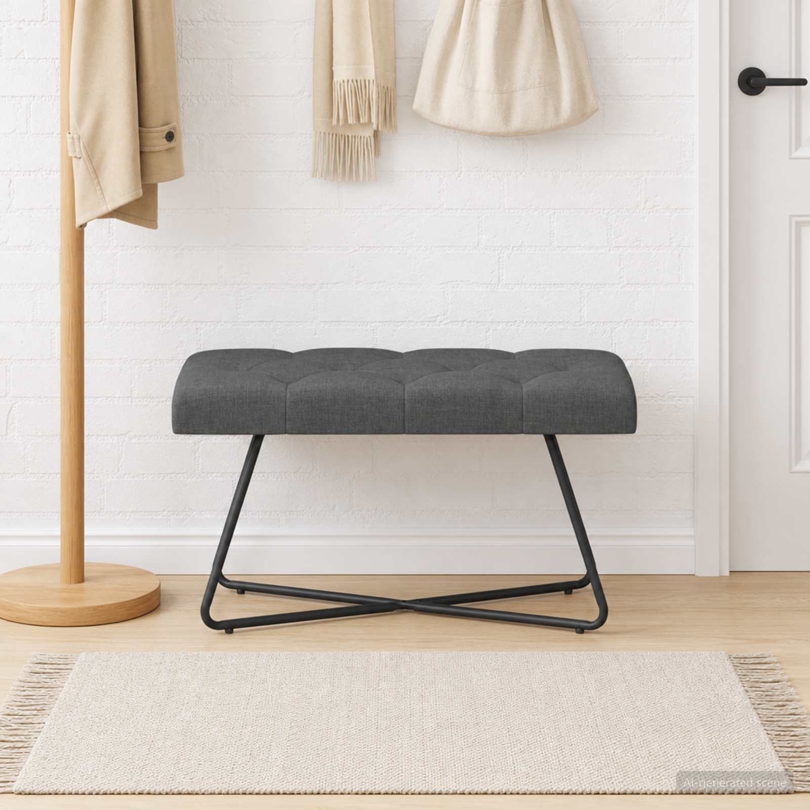 Bank mit Knopfheftung Dunkelgrau 80 x 40 x 46 cm Stoff