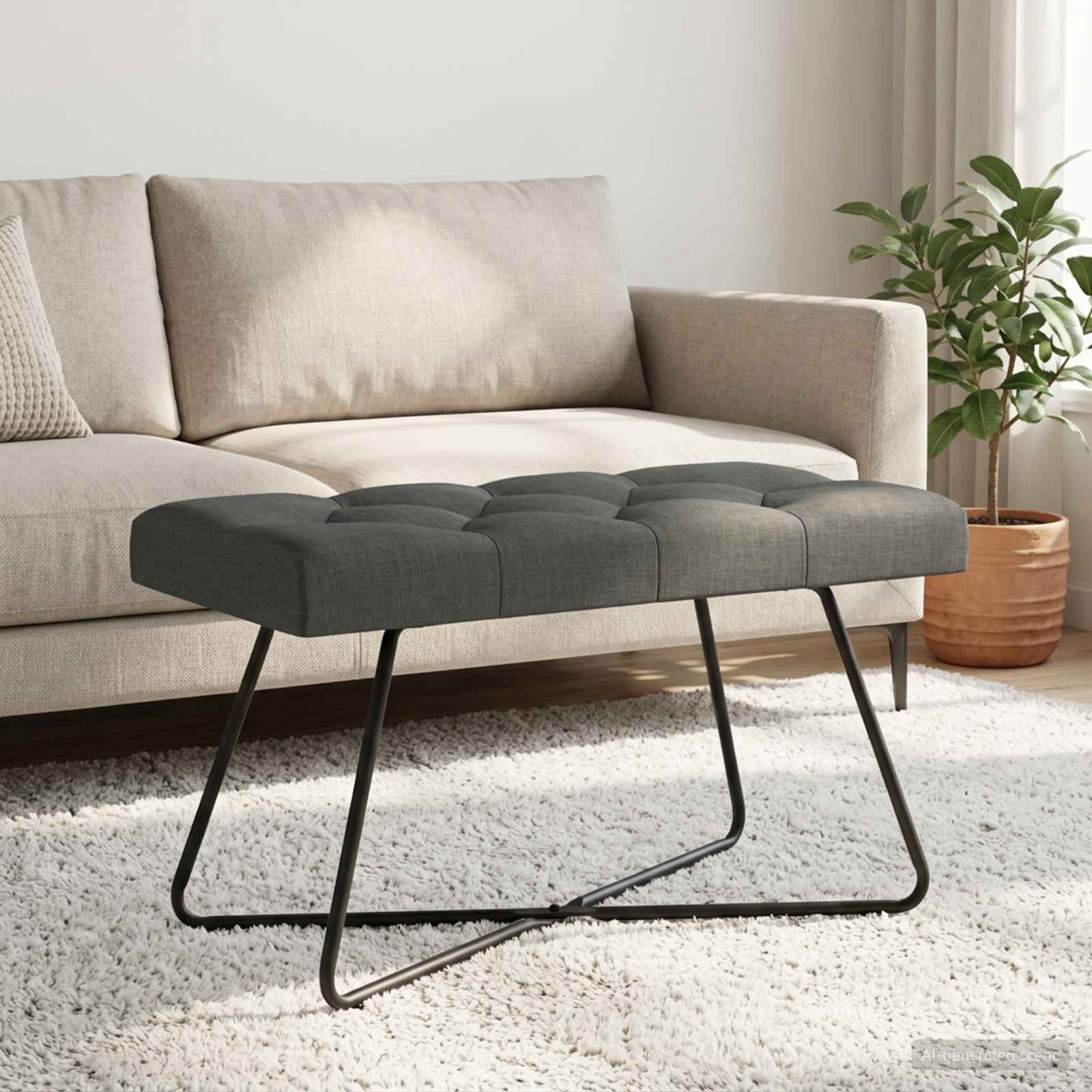 Bank mit Knopfheftung Dunkelgrau 80 x 40 x 46 cm Stoff