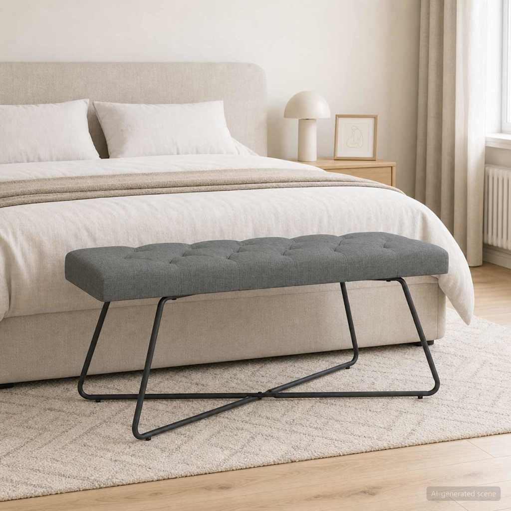 Bank mit Knopfheftung Dunkelgrau 110 x 40 x 46 cm Stoff