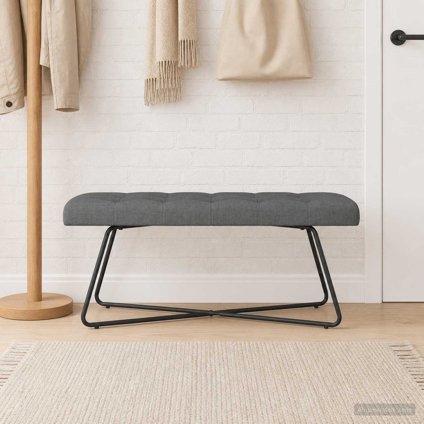 Bank mit Knopfheftung Dunkelgrau 110 x 40 x 46 cm Stoff