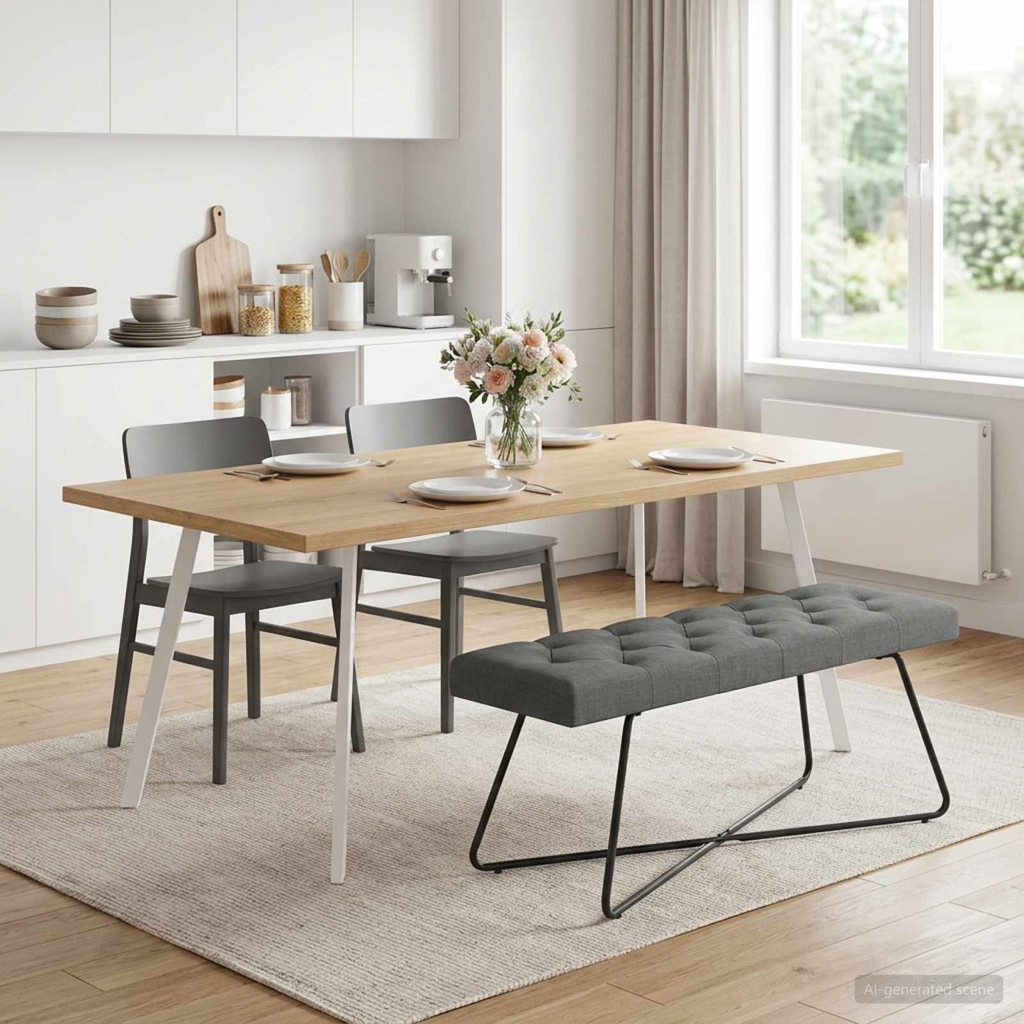 Bank mit Knopfheftung Dunkelgrau 110 x 40 x 46 cm Stoff