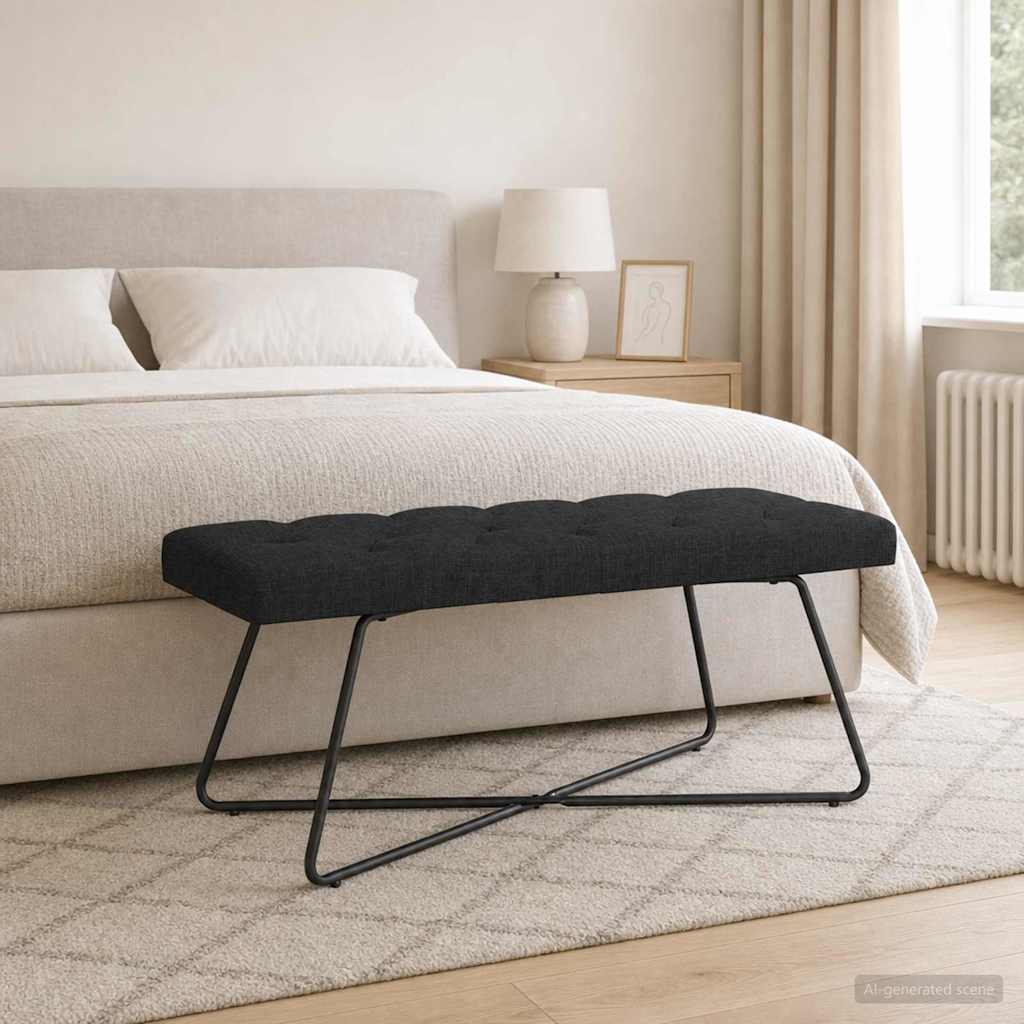 Bank mit Knopfheftung Schwarz 110 x 40 x 46 cm Stoff
