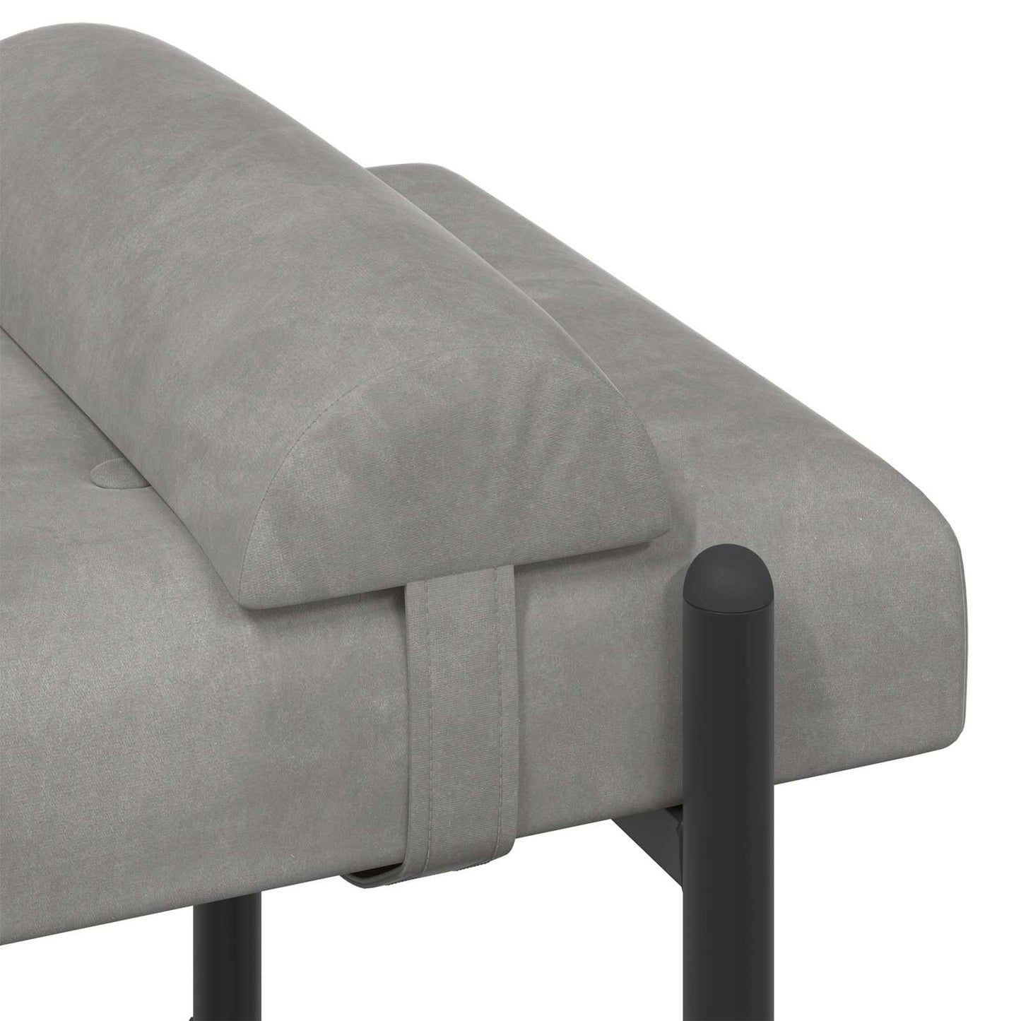 Knopfgepolsterte Bank mit Kissen Hellgrau 110 x 40 x 46 cm Samt