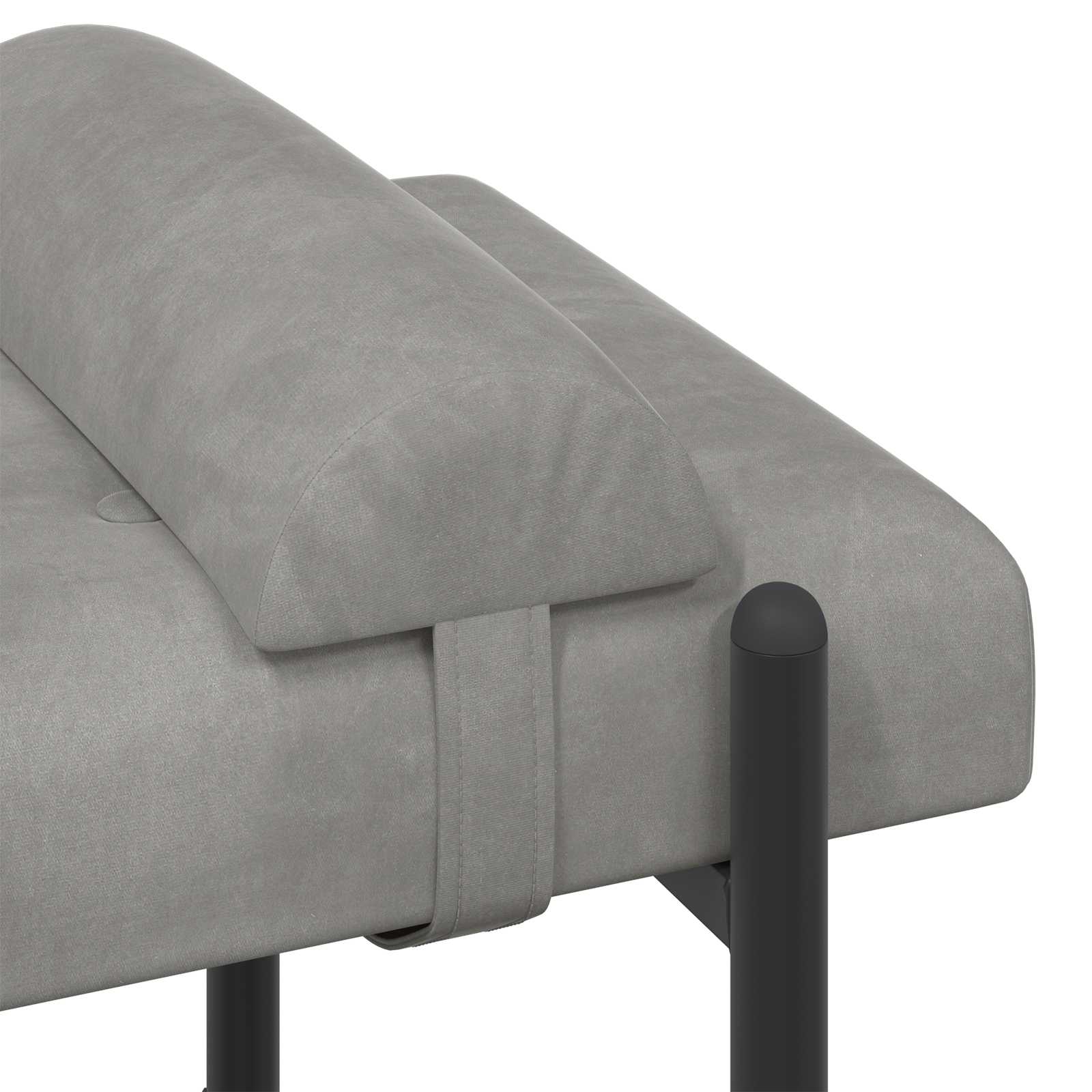 Knopfgepolsterte Bank mit Kissen Hellgrau 110 x 40 x 46 cm Samt
