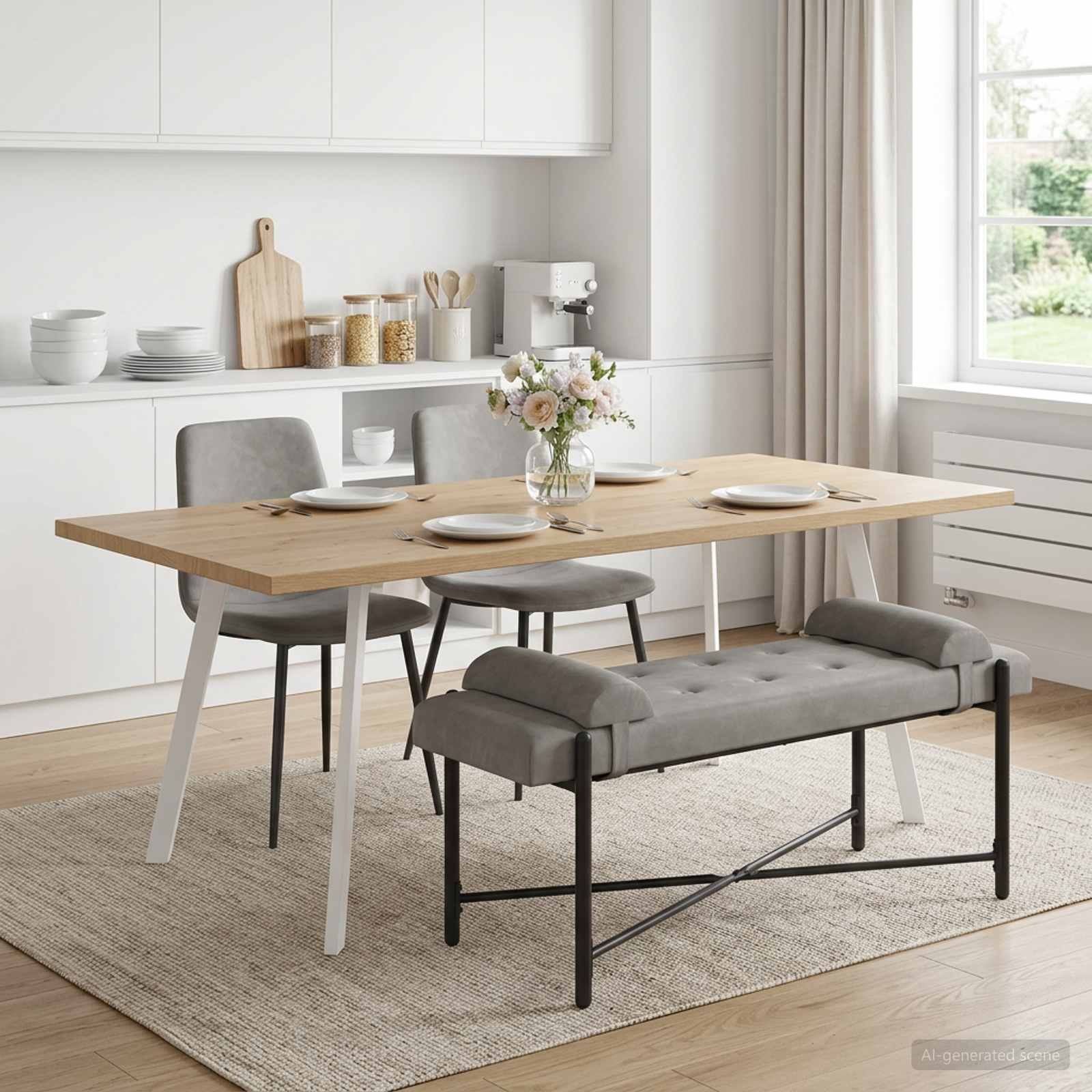 Knopfgepolsterte Bank mit Kissen Hellgrau 110 x 40 x 46 cm Samt