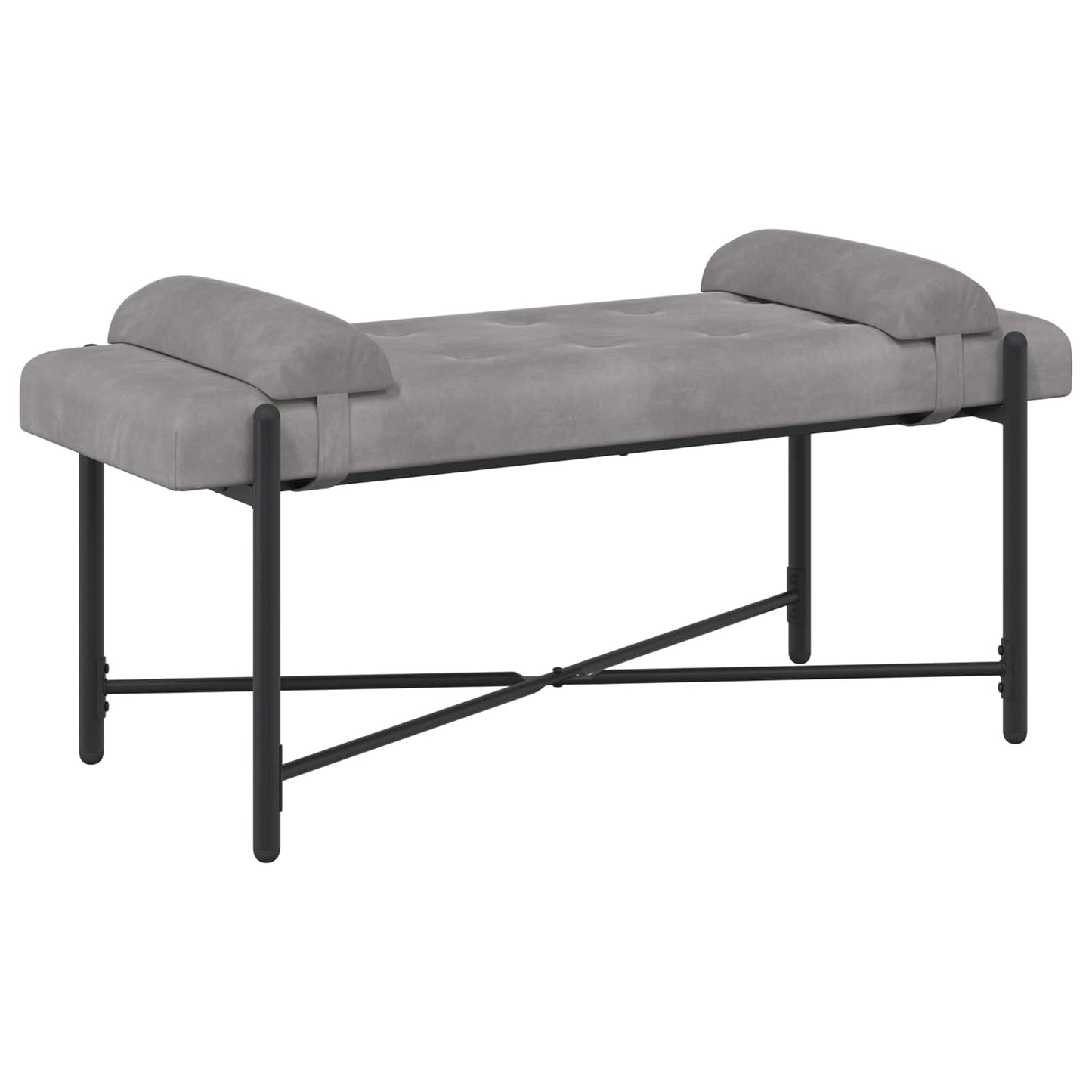 Knopfgepolsterte Bank mit Kissen Hellgrau 110 x 40 x 46 cm Samt