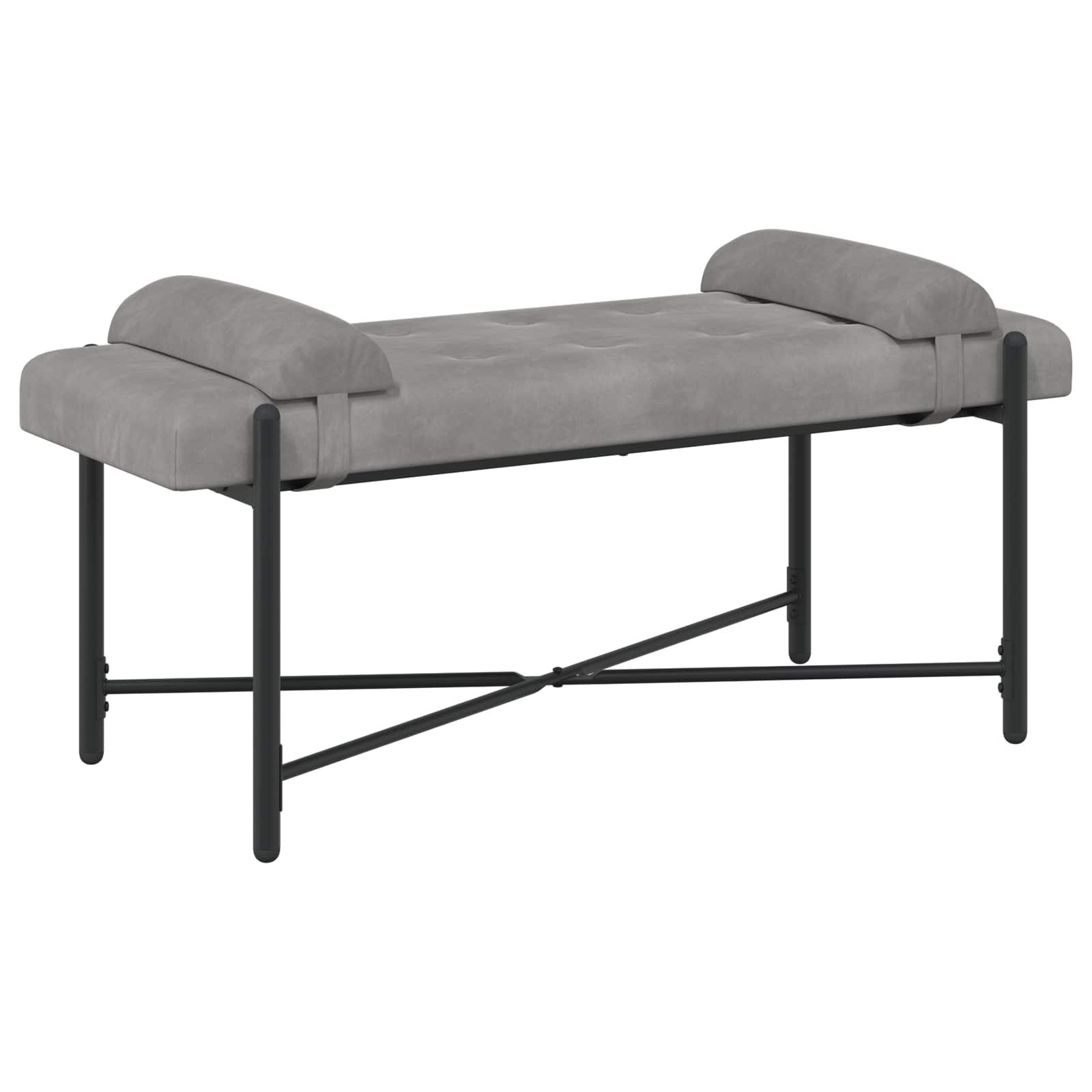 Knopfgepolsterte Bank mit Kissen Hellgrau 110 x 40 x 46 cm Samt