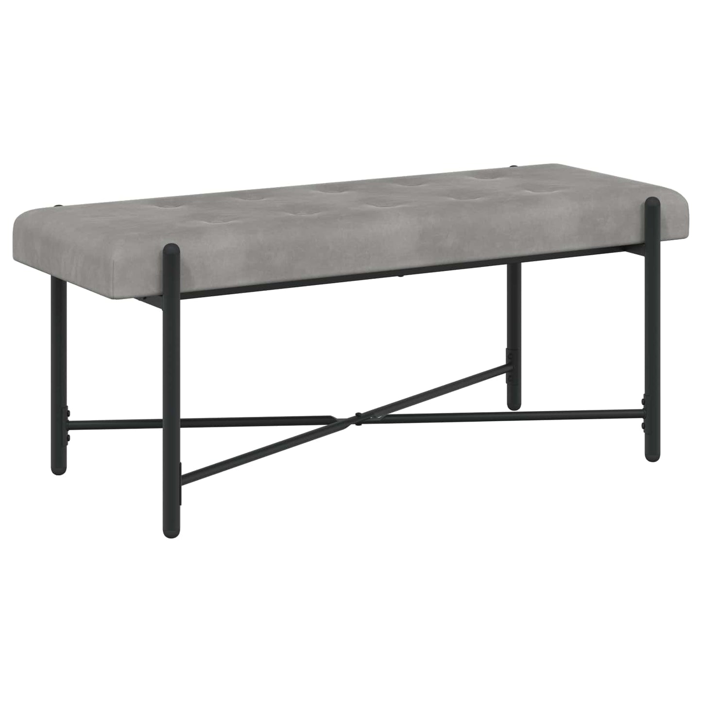 Knopfgepolsterte Bank mit Kissen Hellgrau 110 x 40 x 46 cm Samt