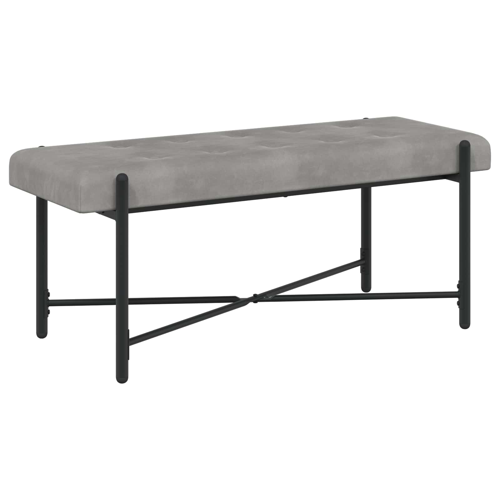 Knopfgepolsterte Bank mit Kissen Hellgrau 110 x 40 x 46 cm Samt