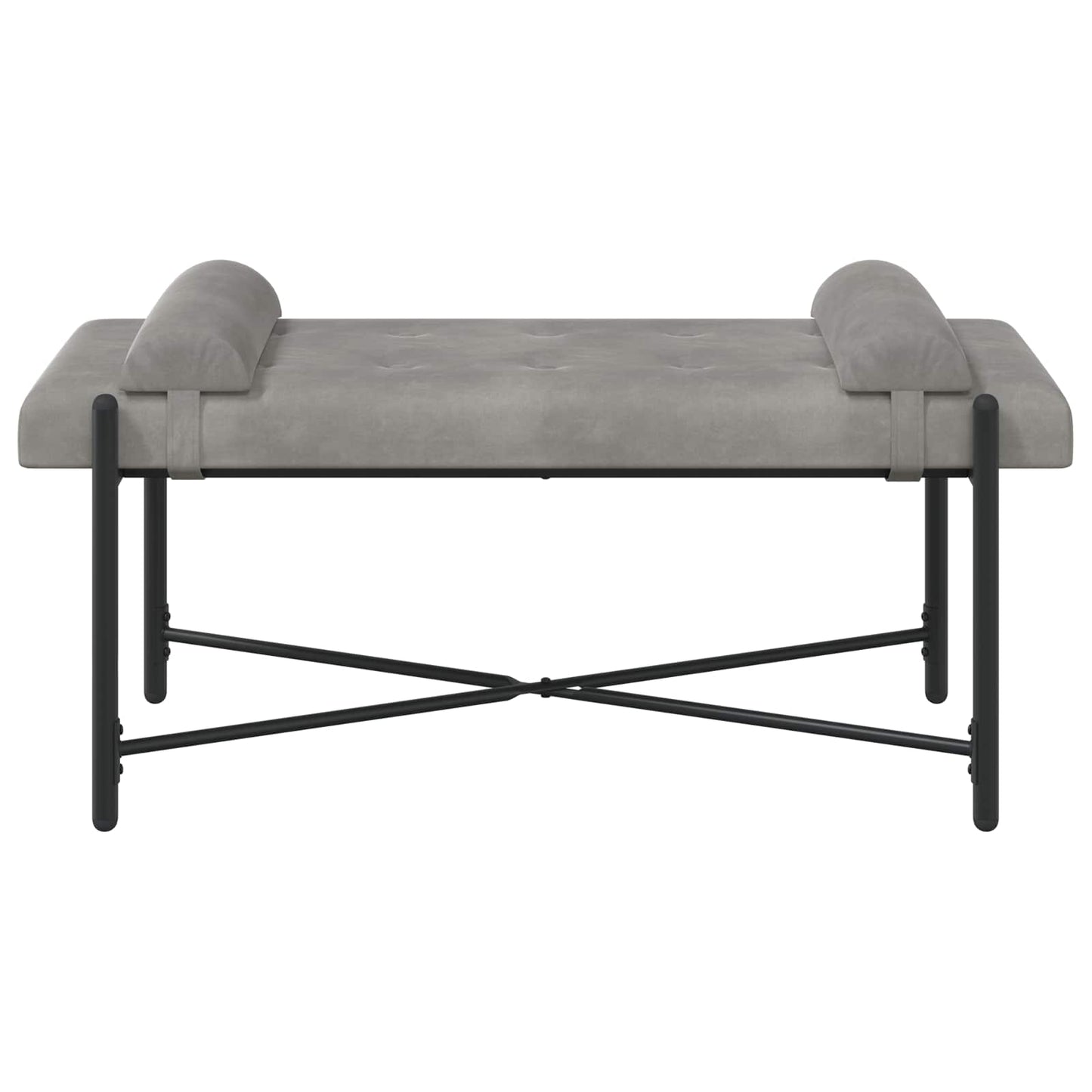 Knopfgepolsterte Bank mit Kissen Hellgrau 110 x 40 x 46 cm Samt
