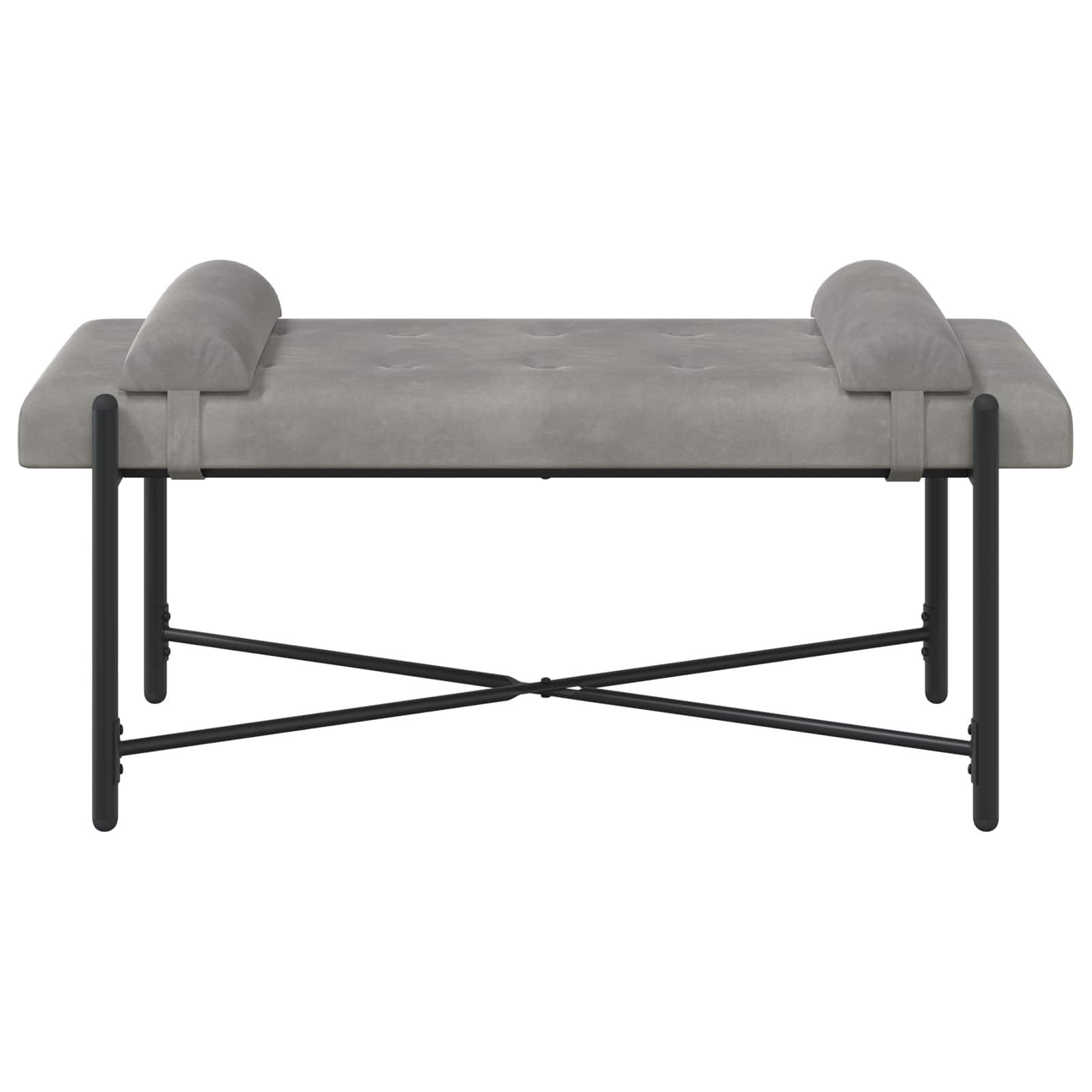 Knopfgepolsterte Bank mit Kissen Hellgrau 110 x 40 x 46 cm Samt
