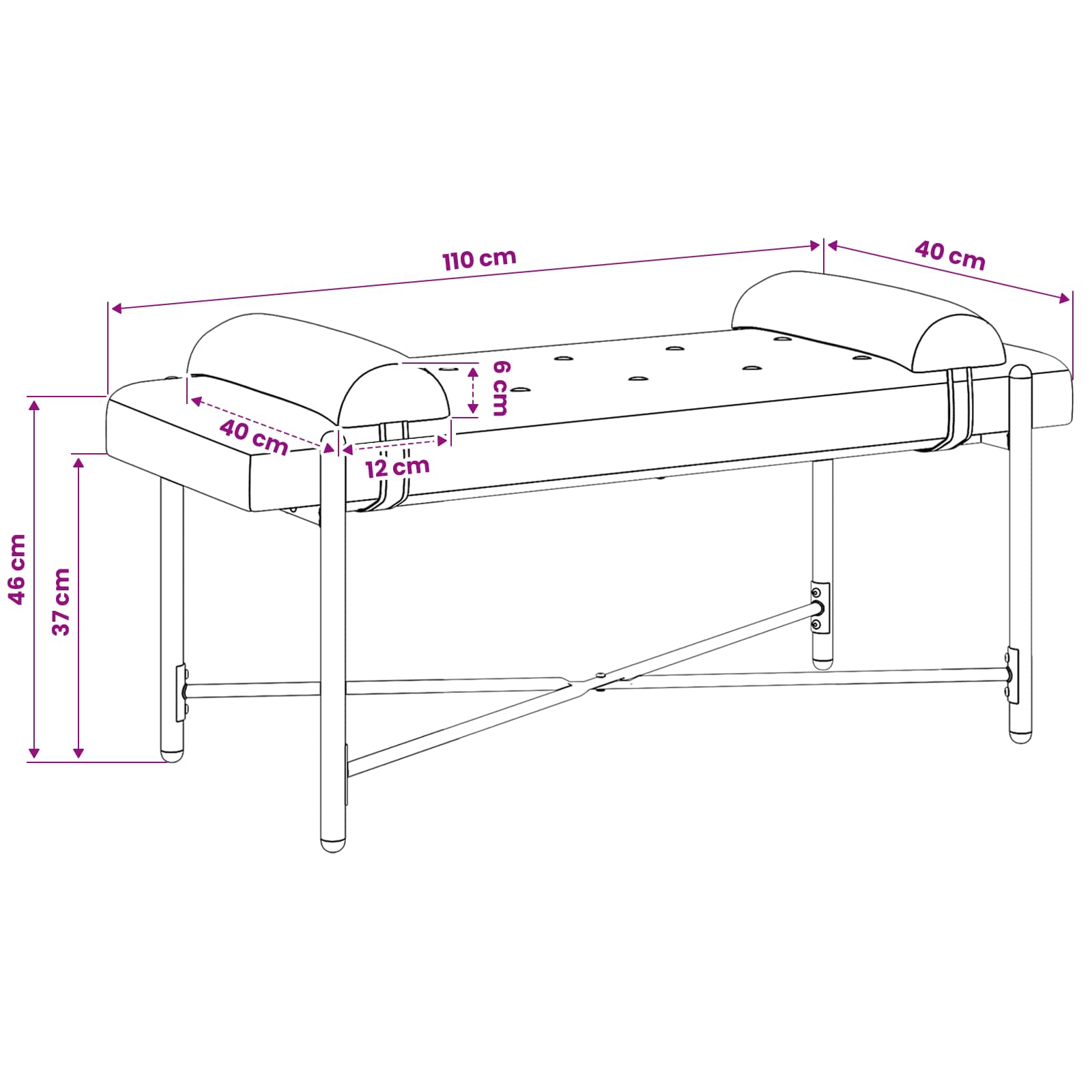 Knopfgepolsterte Bank mit Kissen Hellgrau 110 x 40 x 46 cm Samt