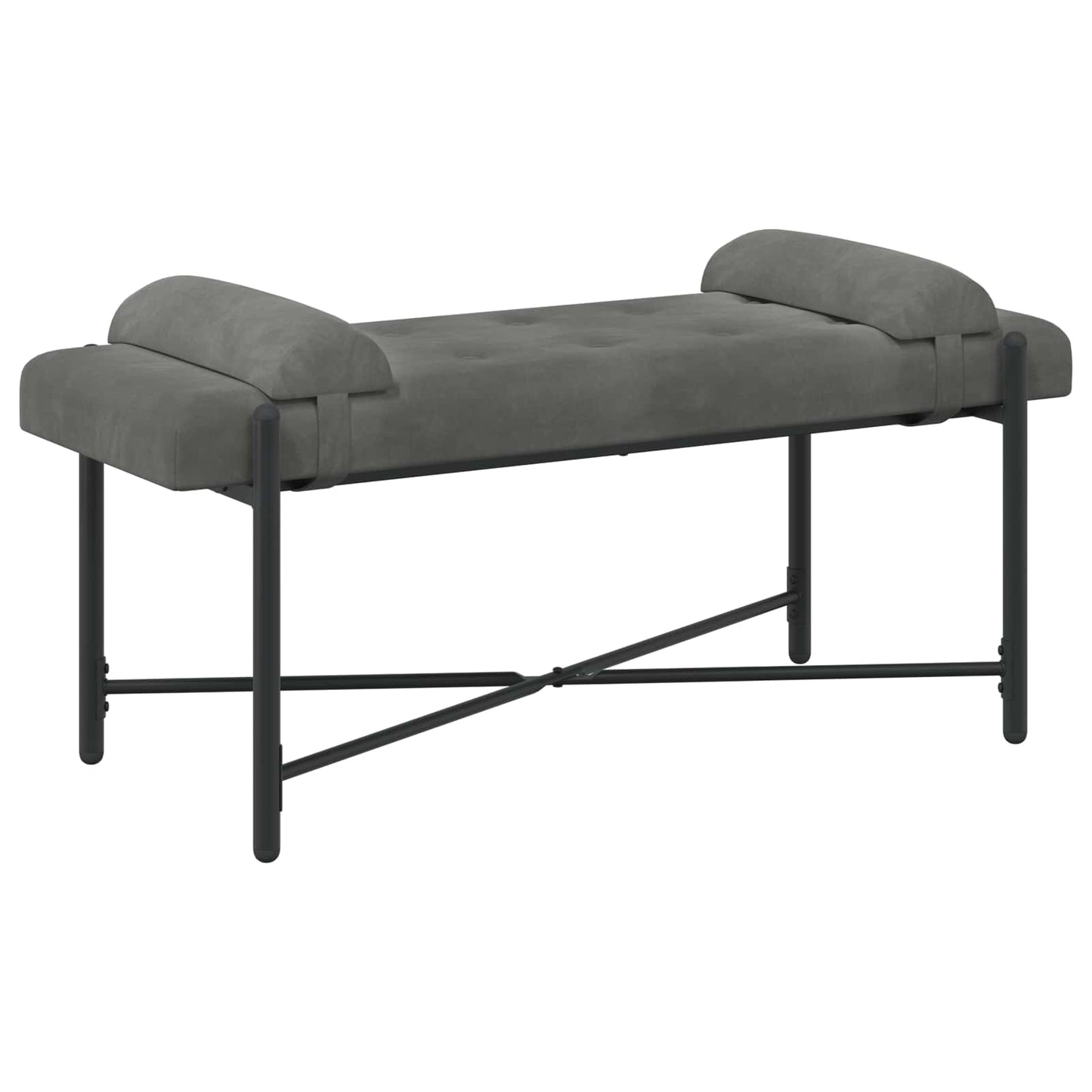Knopfgepolsterte Bank mit Kissen Dunkelgrau 110 x 40 x 46 cm