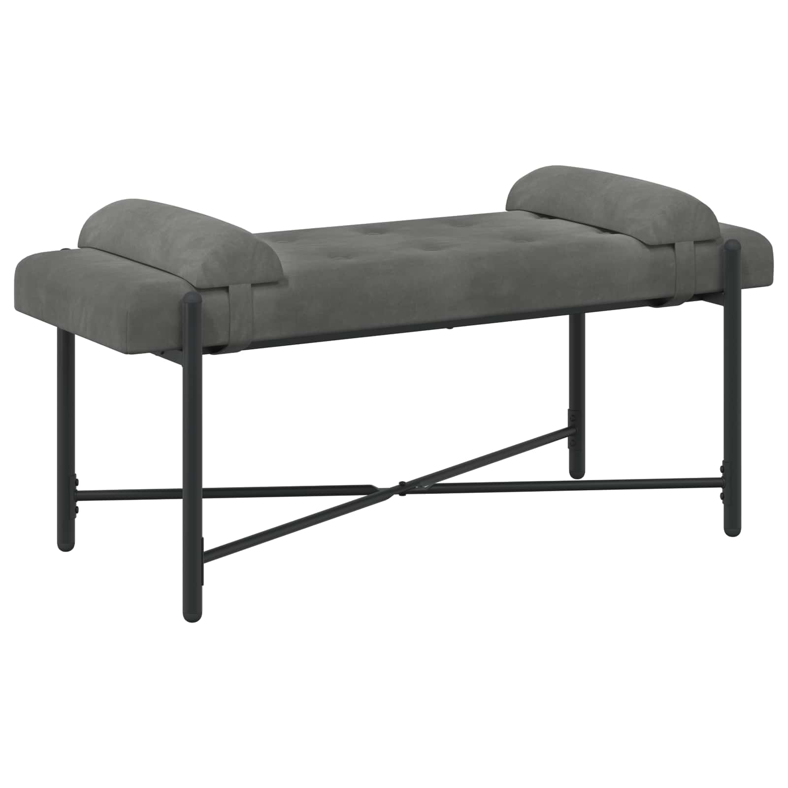 Knopfgepolsterte Bank mit Kissen Dunkelgrau 110 x 40 x 46 cm