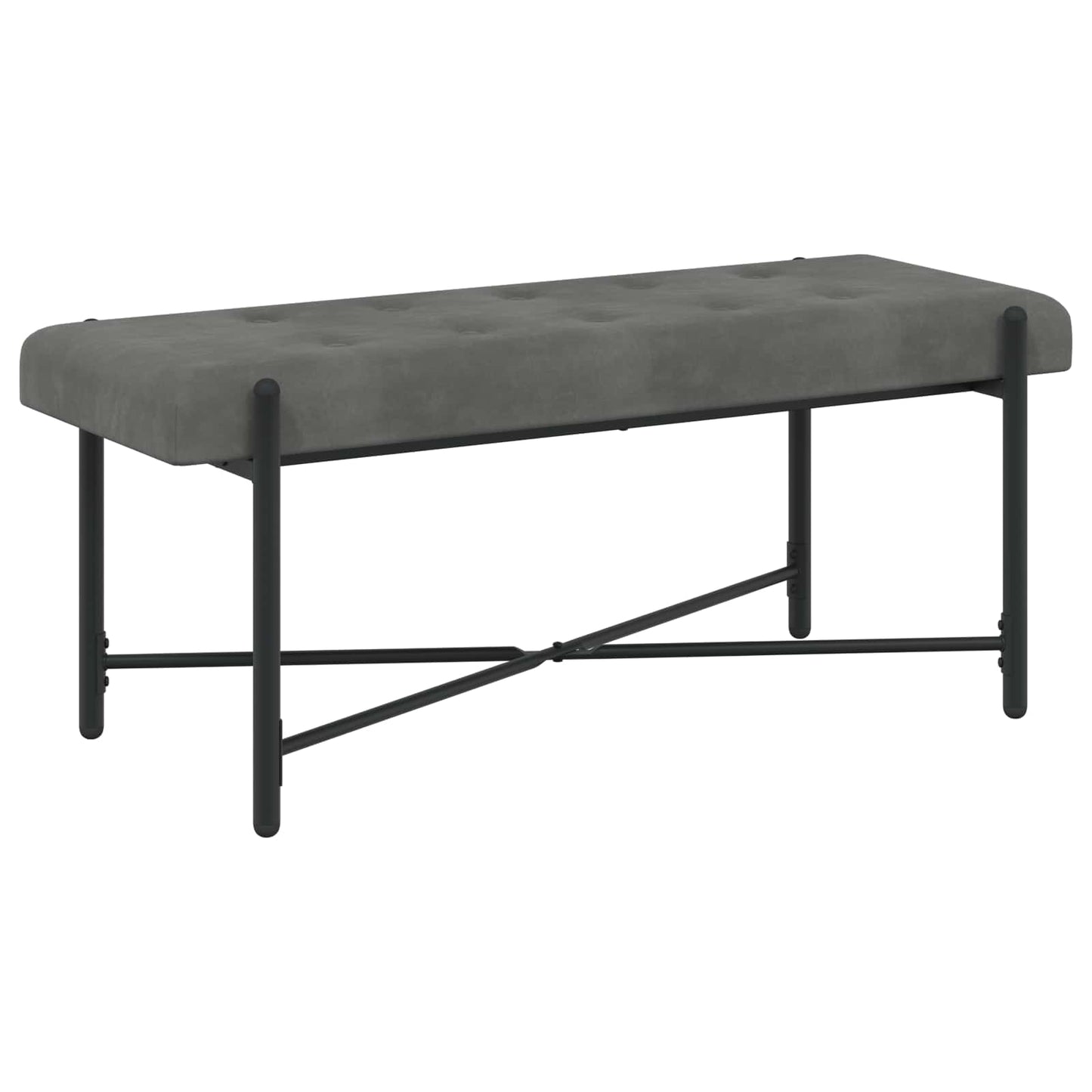 Knopfgepolsterte Bank mit Kissen Dunkelgrau 110 x 40 x 46 cm