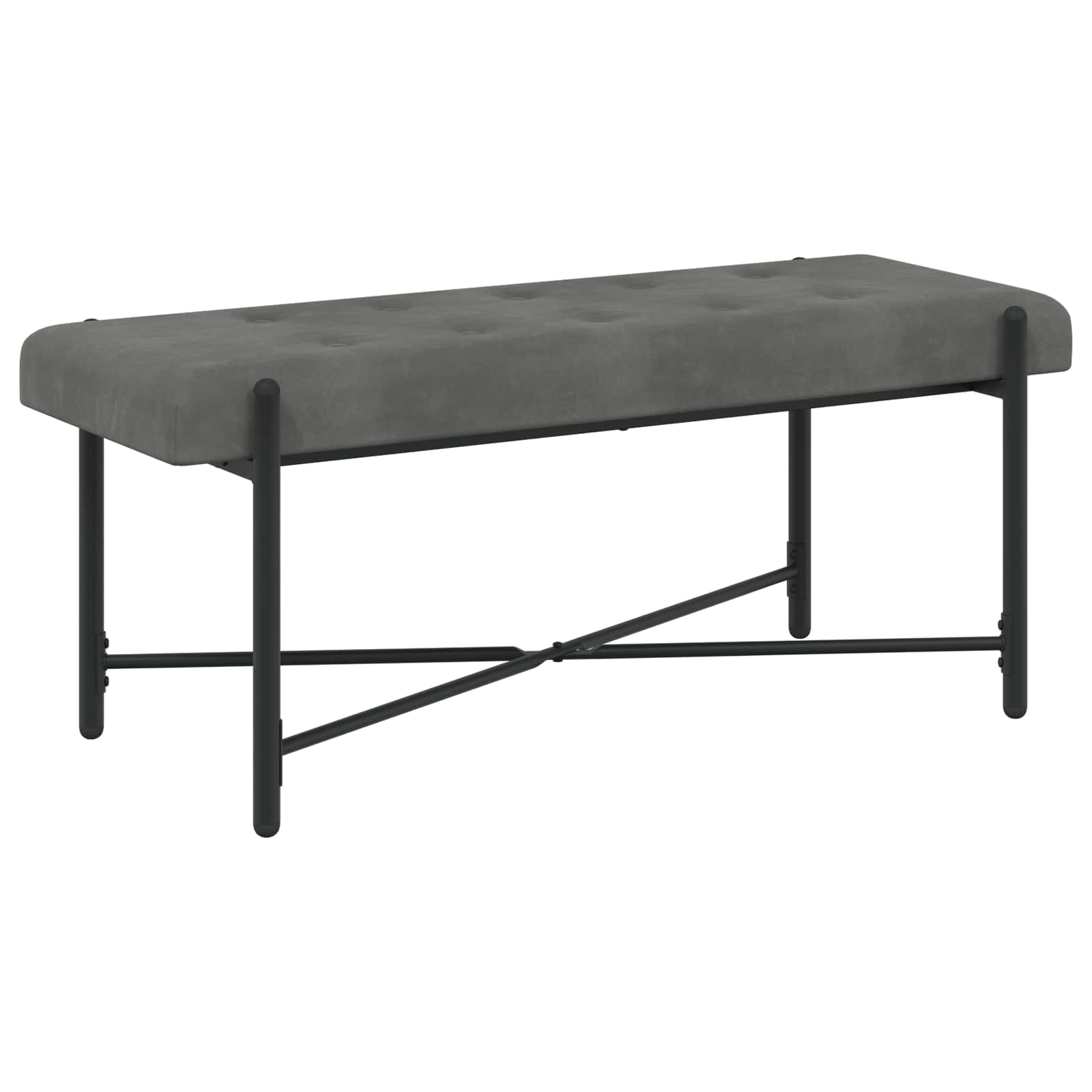 Knopfgepolsterte Bank mit Kissen Dunkelgrau 110 x 40 x 46 cm