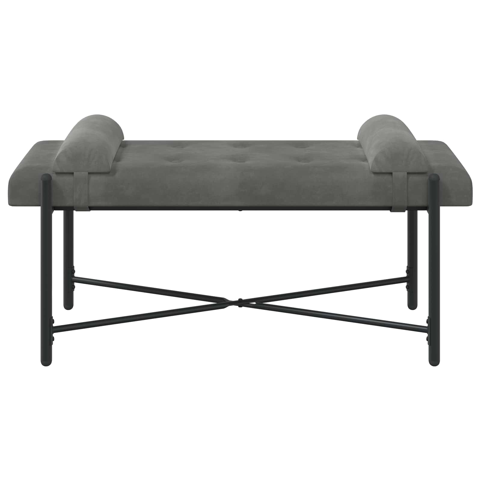 Knopfgepolsterte Bank mit Kissen Dunkelgrau 110 x 40 x 46 cm