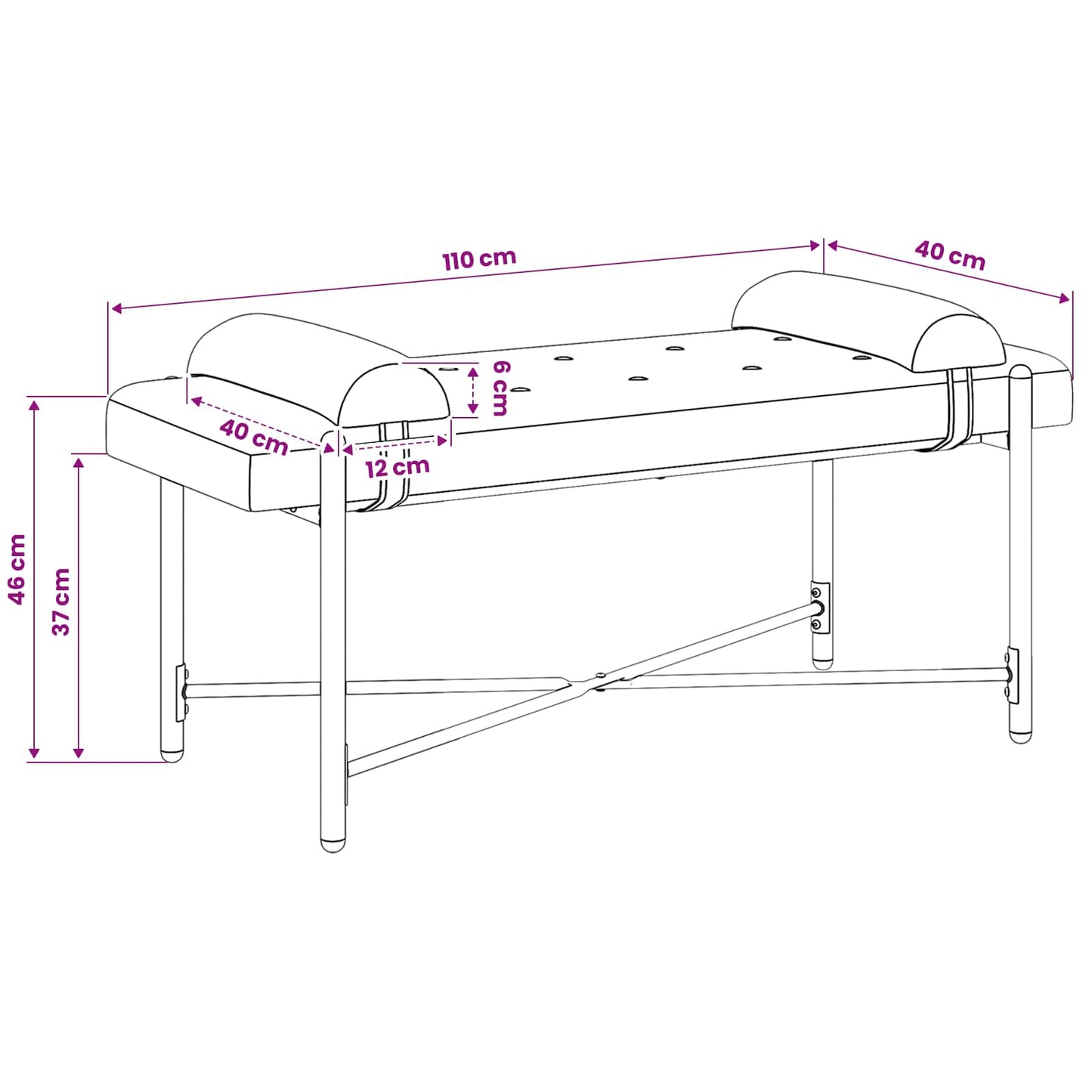 Knopfgepolsterte Bank mit Kissen Dunkelgrau 110 x 40 x 46 cm