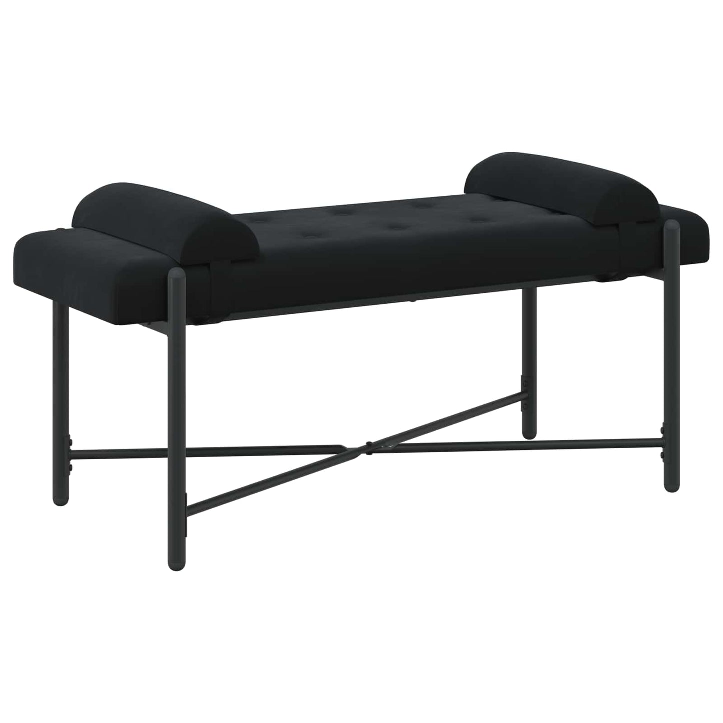 Knopfgepolsterte Bank mit Kissen Schwarz 110 x 40 x 46 cm Samt