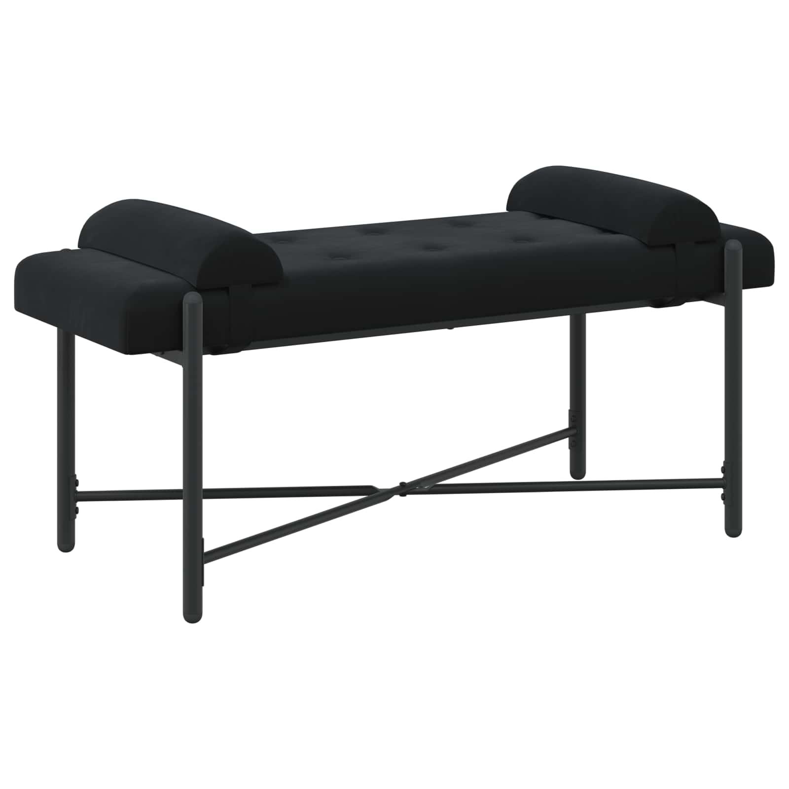 Knopfgepolsterte Bank mit Kissen Schwarz 110 x 40 x 46 cm Samt