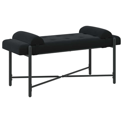 Knopfgepolsterte Bank mit Kissen Schwarz 110 x 40 x 46 cm Samt