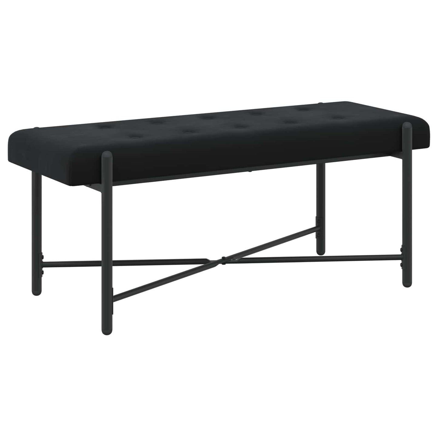 Knopfgepolsterte Bank mit Kissen Schwarz 110 x 40 x 46 cm Samt
