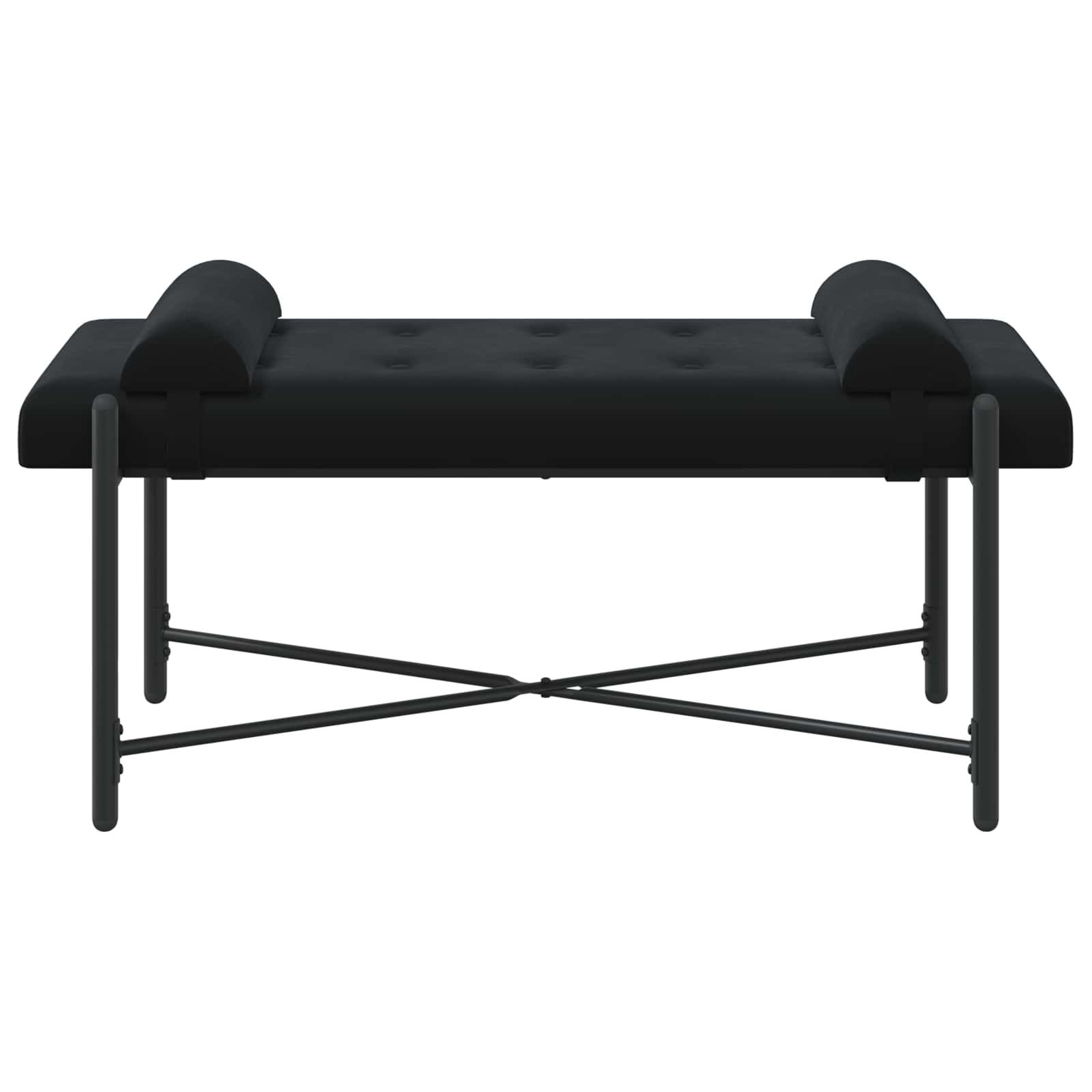 Knopfgepolsterte Bank mit Kissen Schwarz 110 x 40 x 46 cm Samt