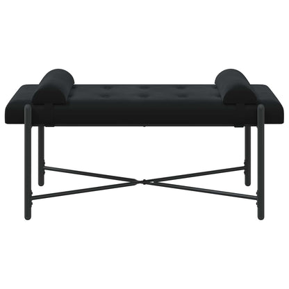 Knopfgepolsterte Bank mit Kissen Schwarz 110 x 40 x 46 cm Samt